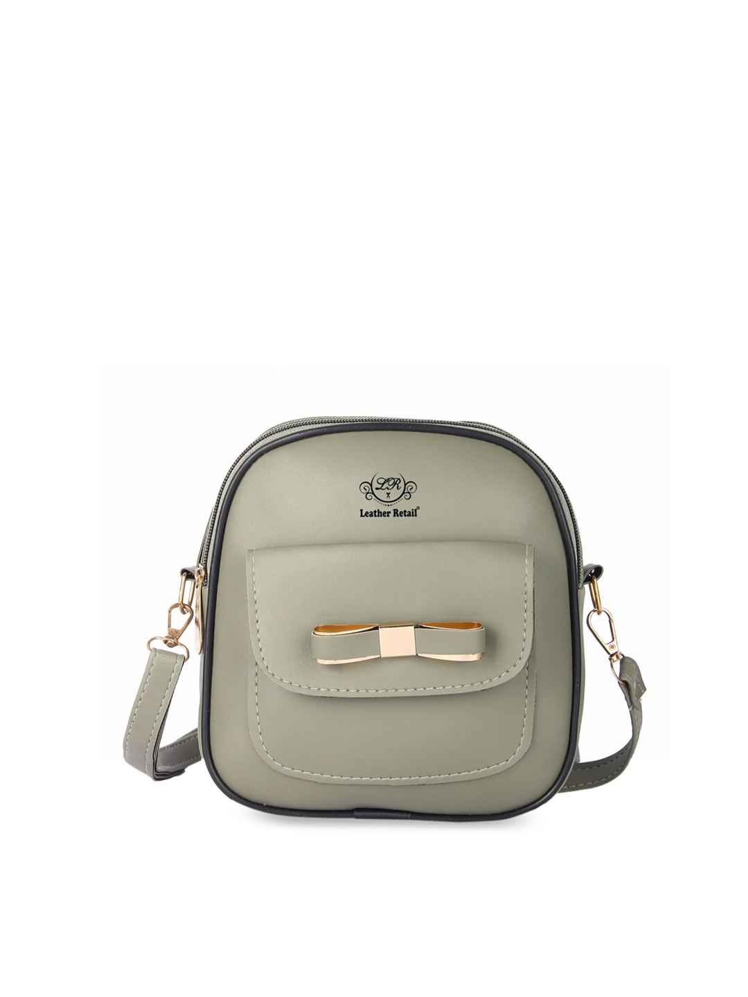

Leather Retail Women Green & Gold-Toned Solid Backpack