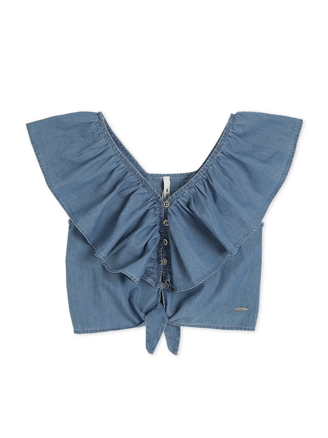 

Pepe Jeans Girls Blue Ruffles Denim Top