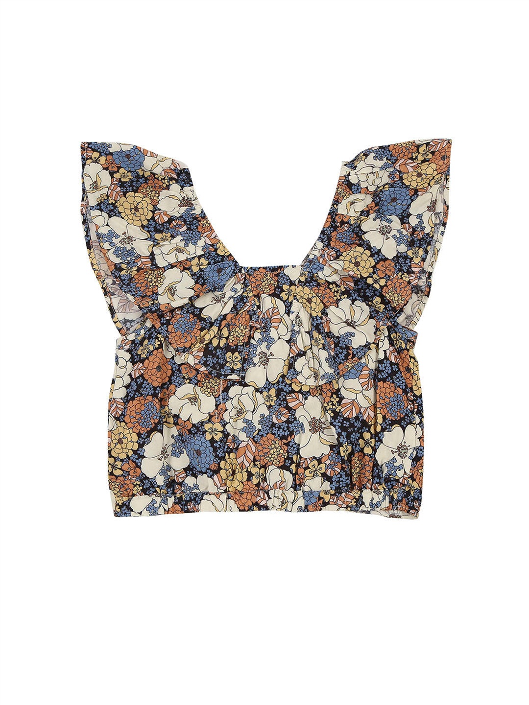 

Pepe Jeans Girls Brown & Cream-Coloured Floral Print Ruffles Top