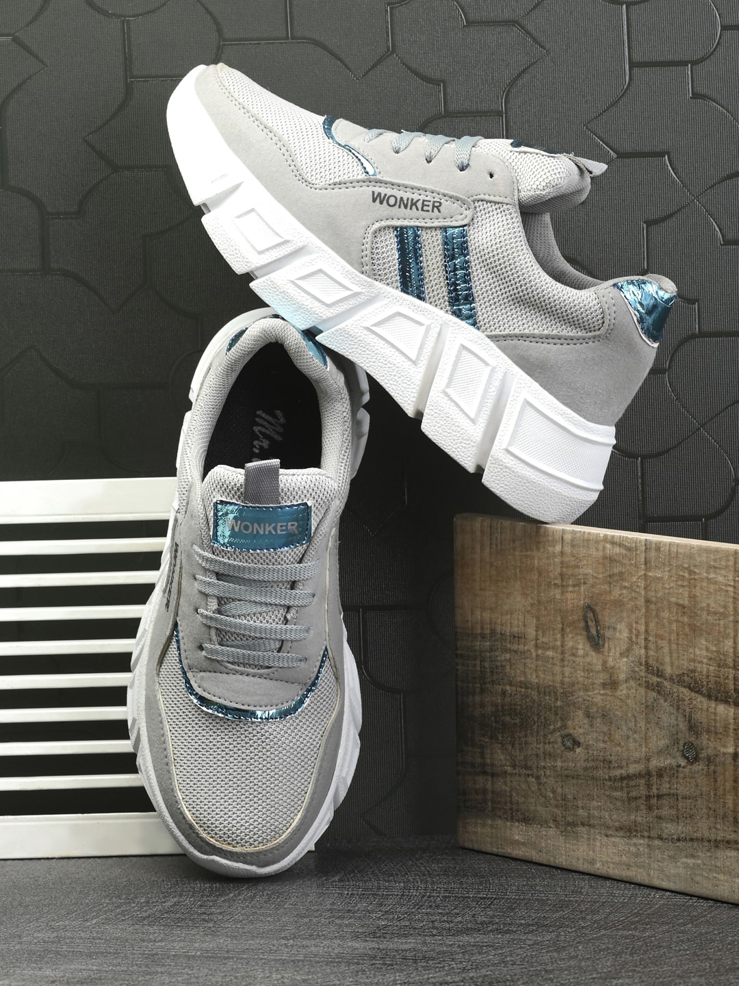 

mr wonker Women Woven Design Sneakers, Grey