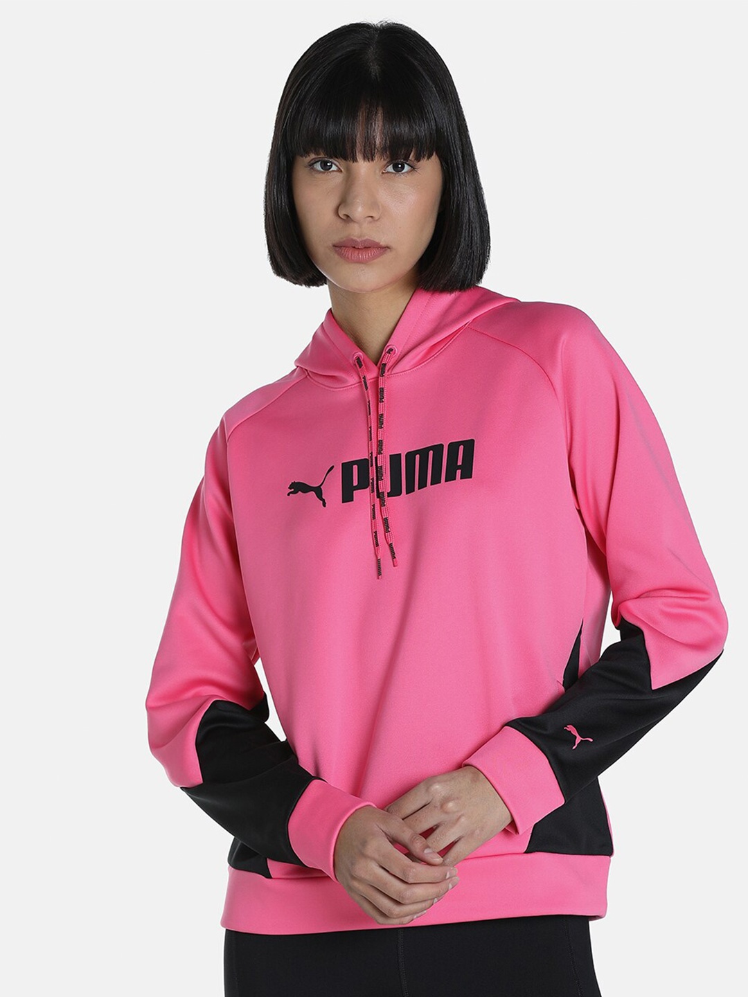 

Puma Women Pink Fit POWERFLEECE Training Colourblocked Sweatshirt