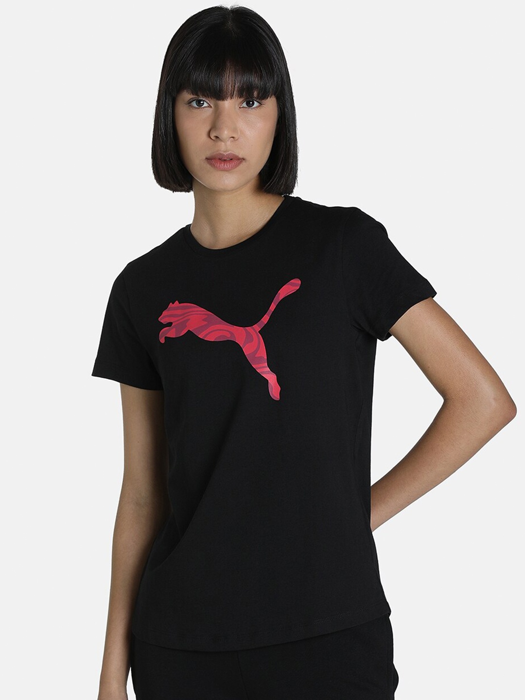 

Puma Women Black & Red PUMA Graphic T-Shirt