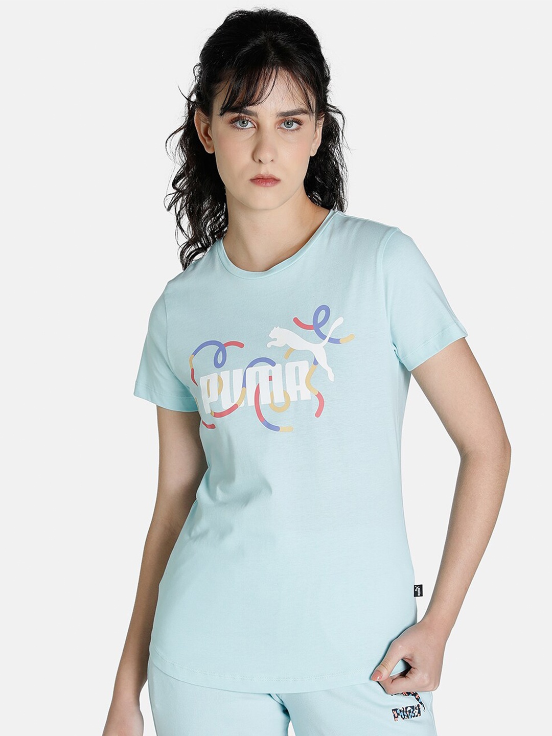 

Puma Women Blue Stylized Graphic Tee Printed T-shirt