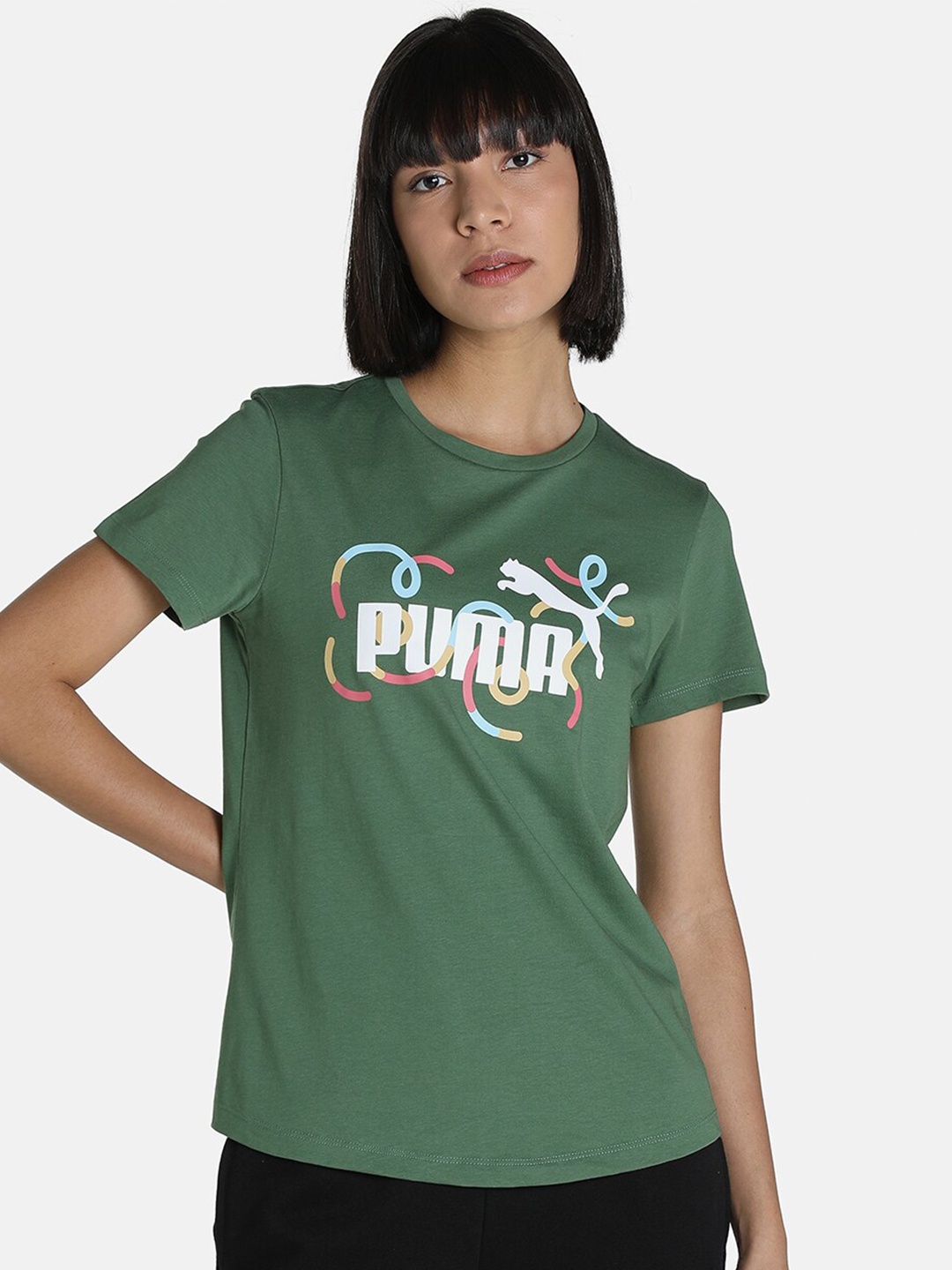 

Puma Women Regular Fit Stylized Graphic Tee Regular Fit T-shirt, Green