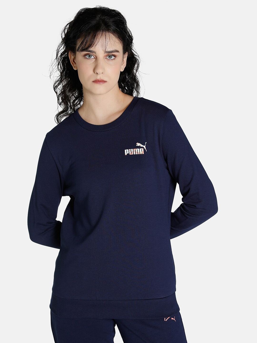 

Puma Women Regular Fit Floral Graphic Crew Sweatshirt, Navy blue