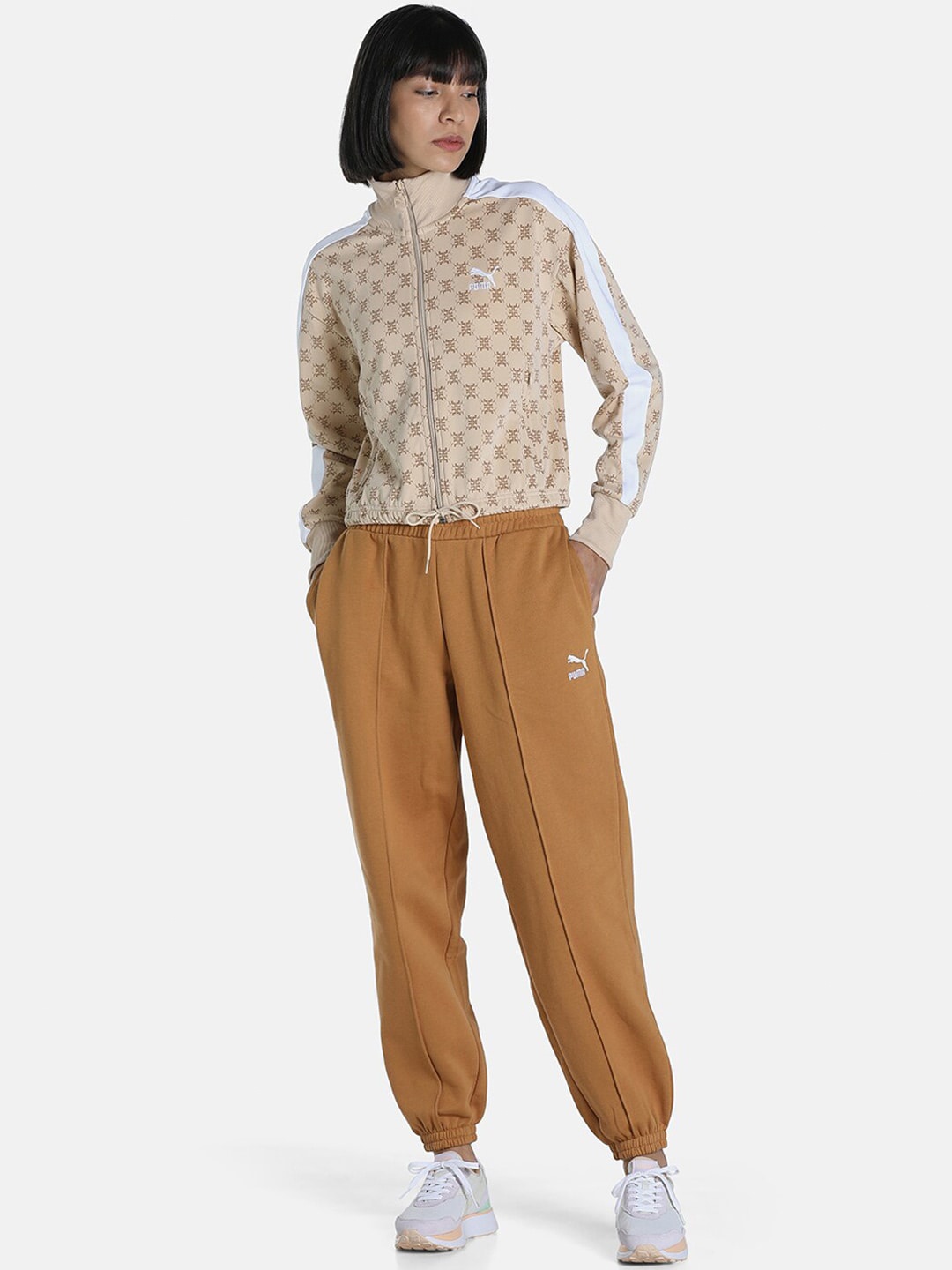 

Puma Women Beige & White Printed Relaxed Fit Track Jacket