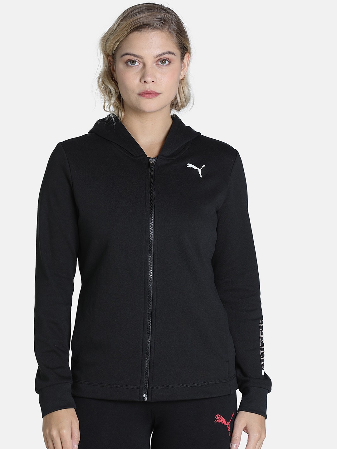 

Puma Women Black Brand Logo Sporty Jacket
