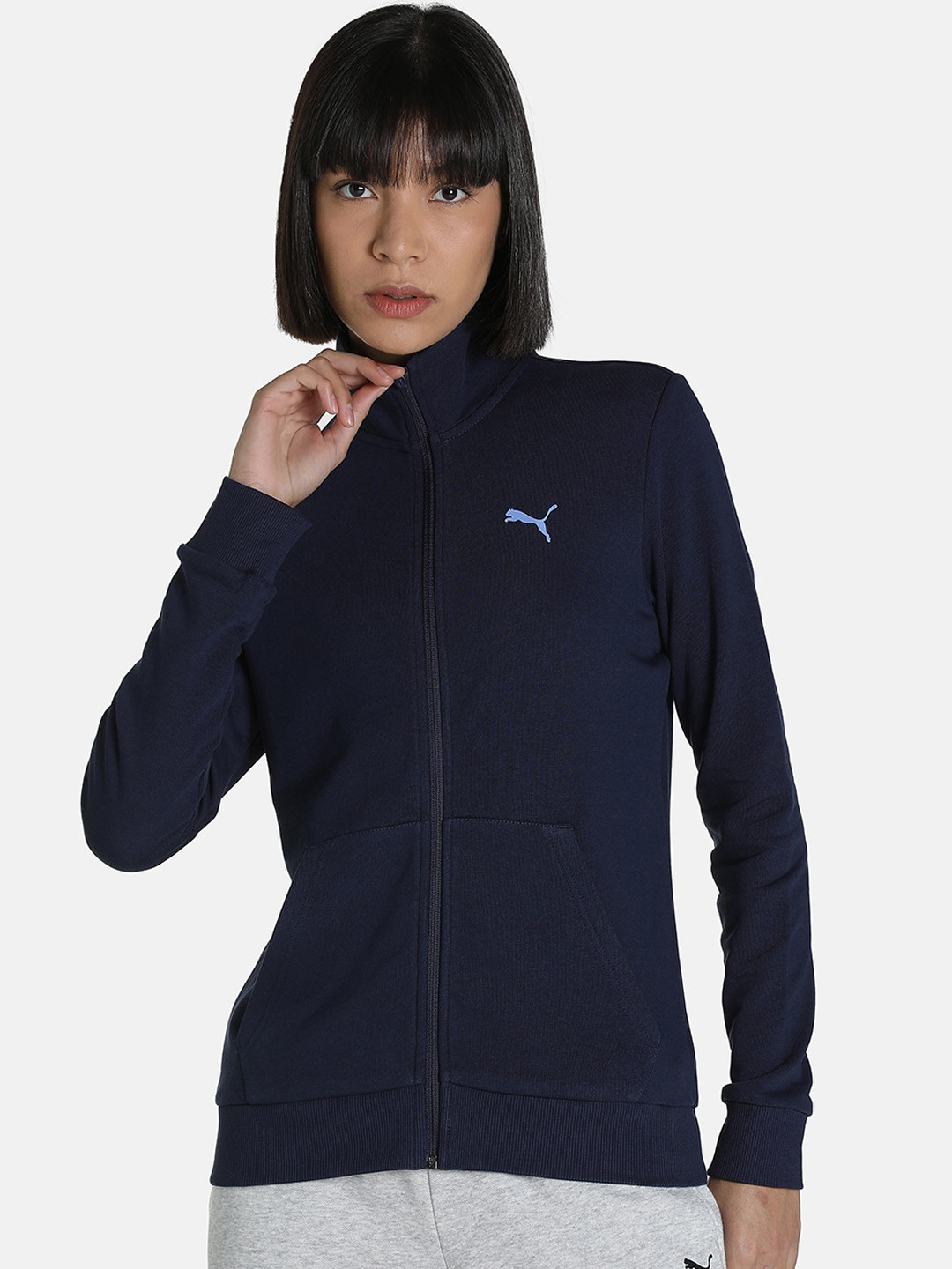 

Puma Women Blue Graphic Brand Logo Regular Fit Sporty Jacket