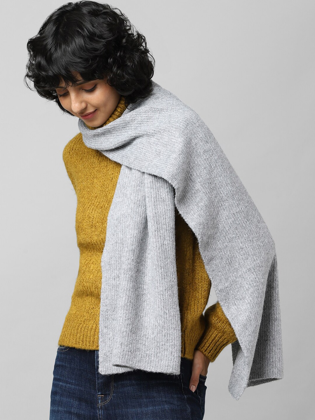 

ONLY Women Solid Regular Scarf, Grey