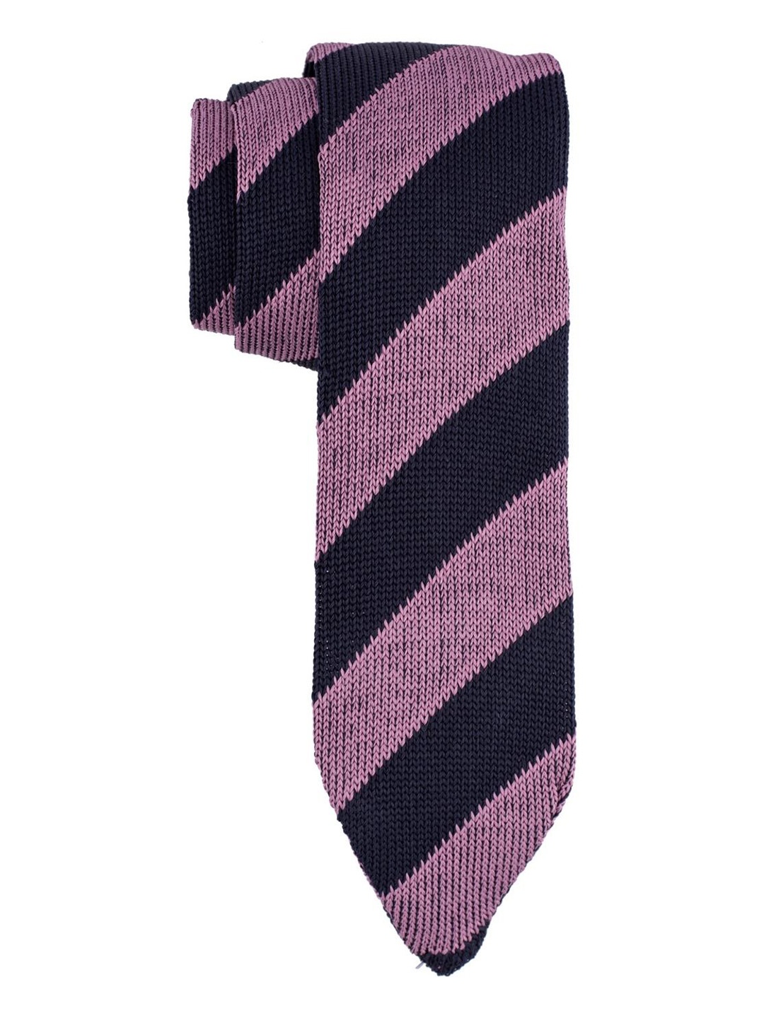 

The Tie Hub Men Italian Knitted Silk Pink Stripe Necktie