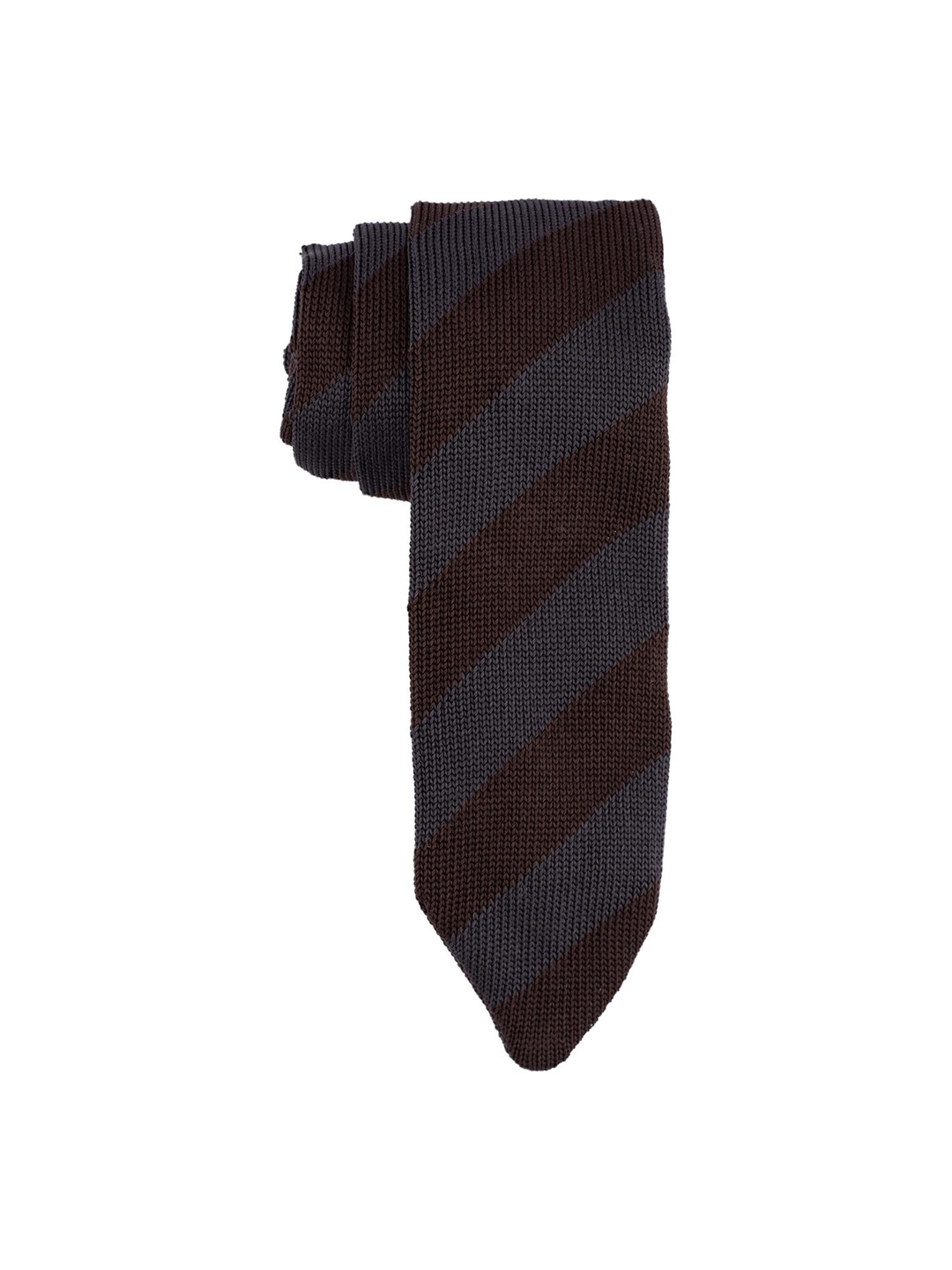 

The Tie Hub Men Striped Broad Italian Tie, Brown