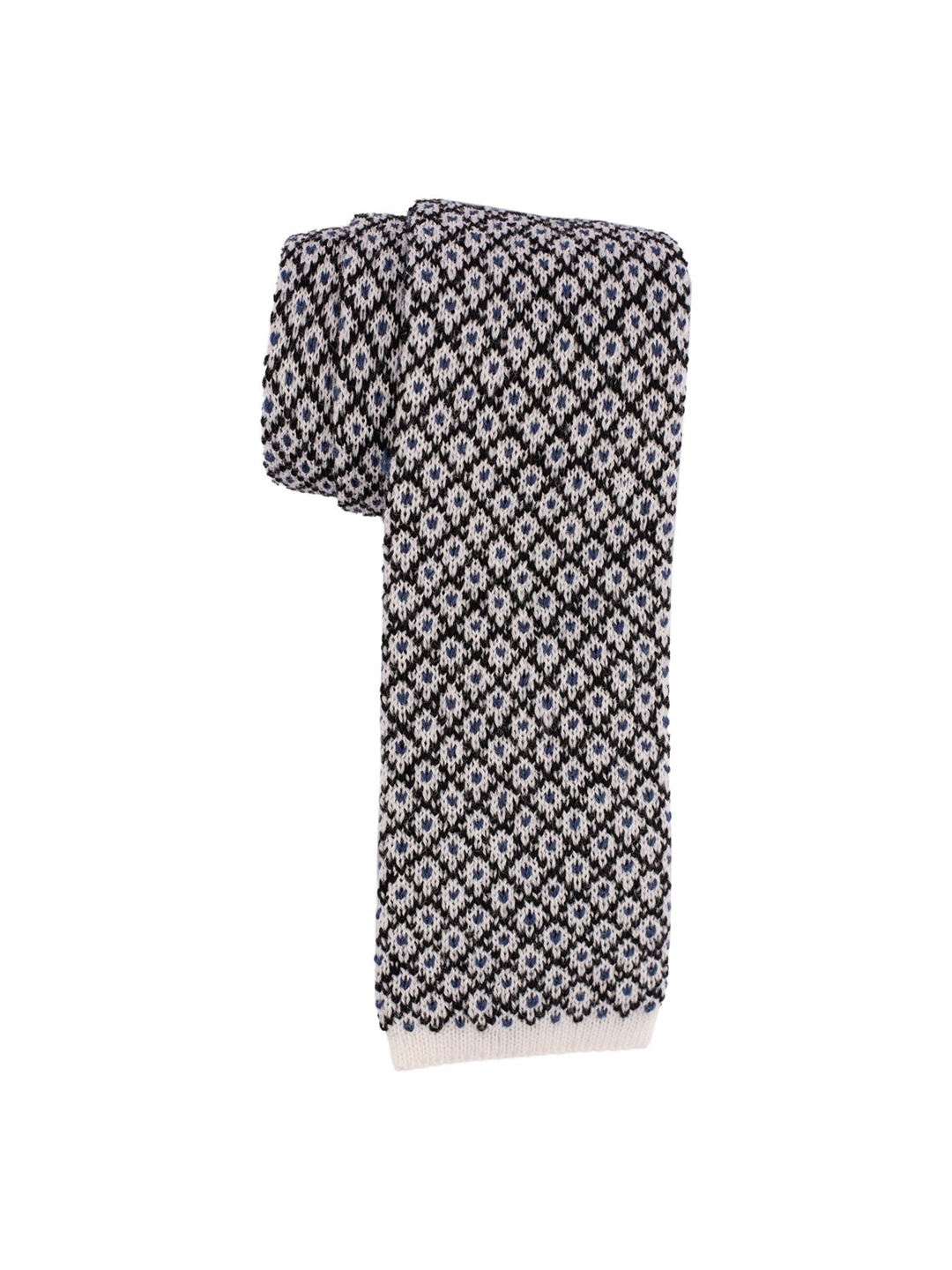 

The Tie Hub Men Printed Italian Woollen Necktie, White
