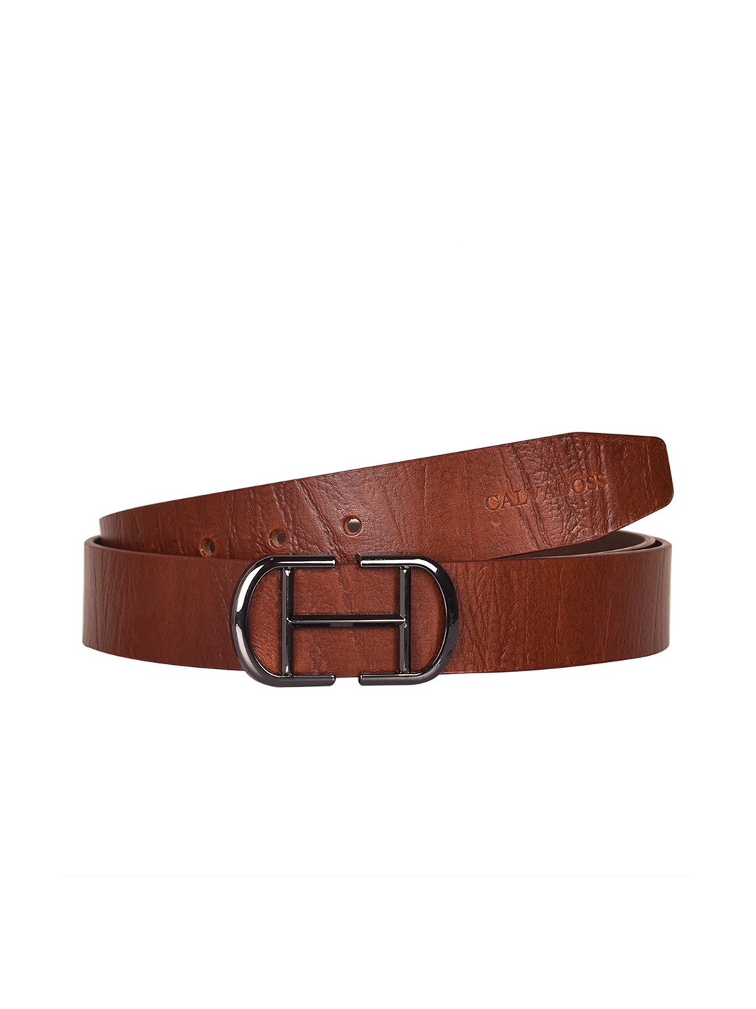 

Calvadoss Men Textured Leather Belt, Tan