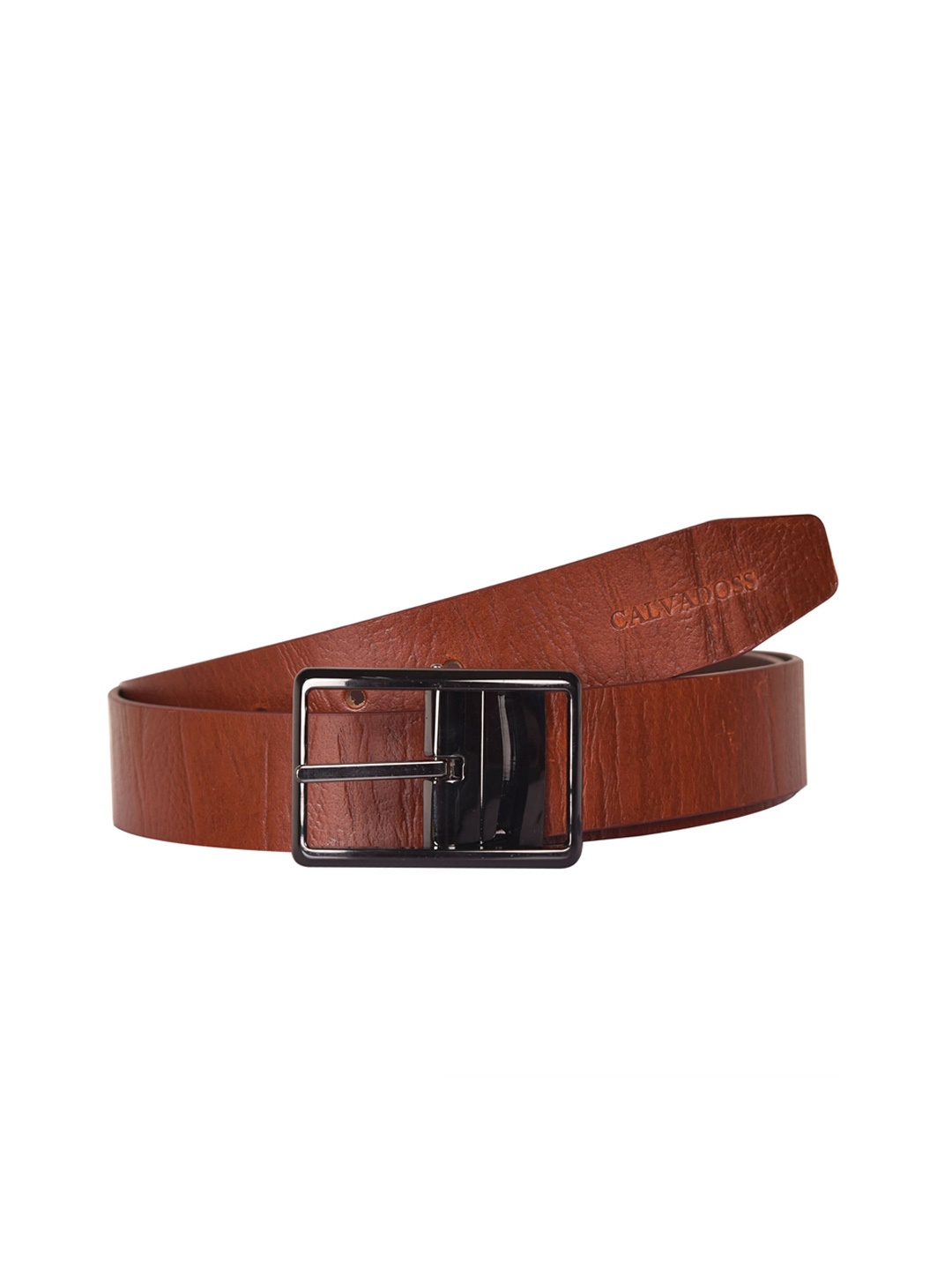 

Calvadoss Men Textured Leather Belt, Tan