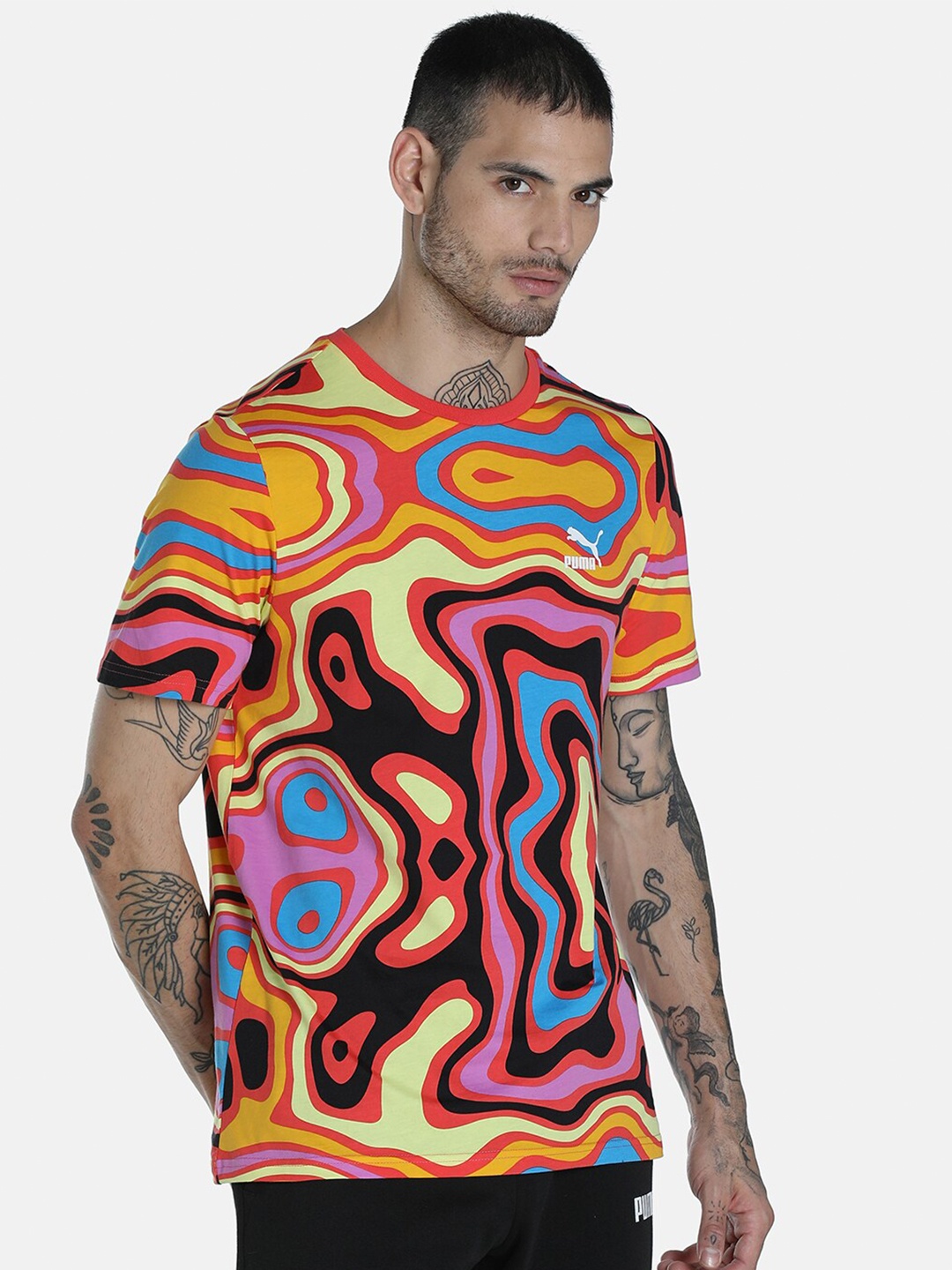 

Puma Men Multicoloured Lava Flow Printed T-shirt, Multi