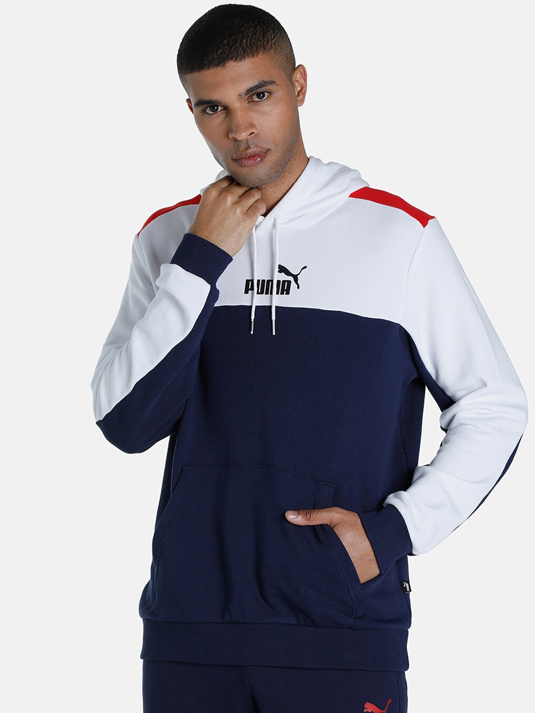 

Puma Men Blue Essential+Block Hoodie Sweatshirt