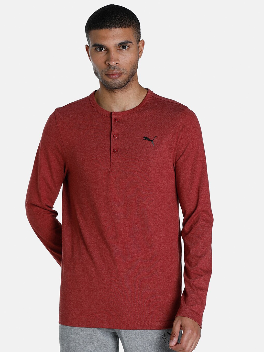 

Puma Men Red Henley Neck T-shirt