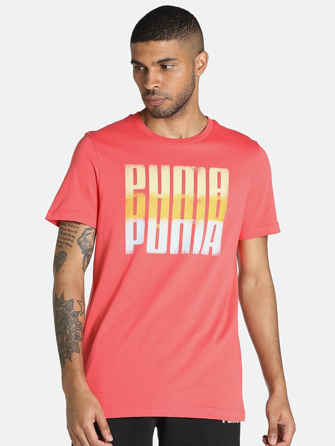 

Puma Men Pink Fandom Graphic Cotton T-shirt