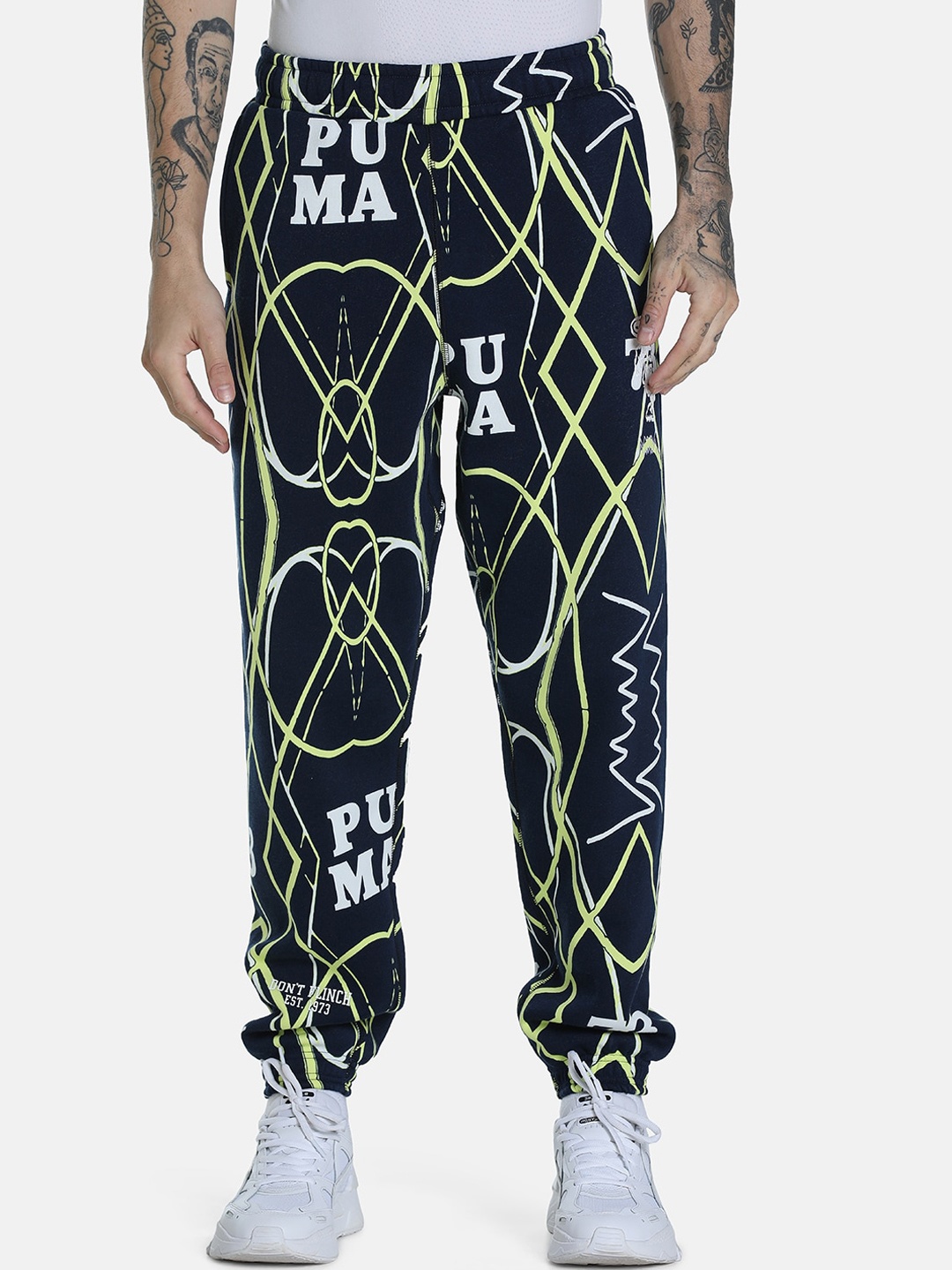 

Puma Men Black Printed Basketball Cotton Track Pants