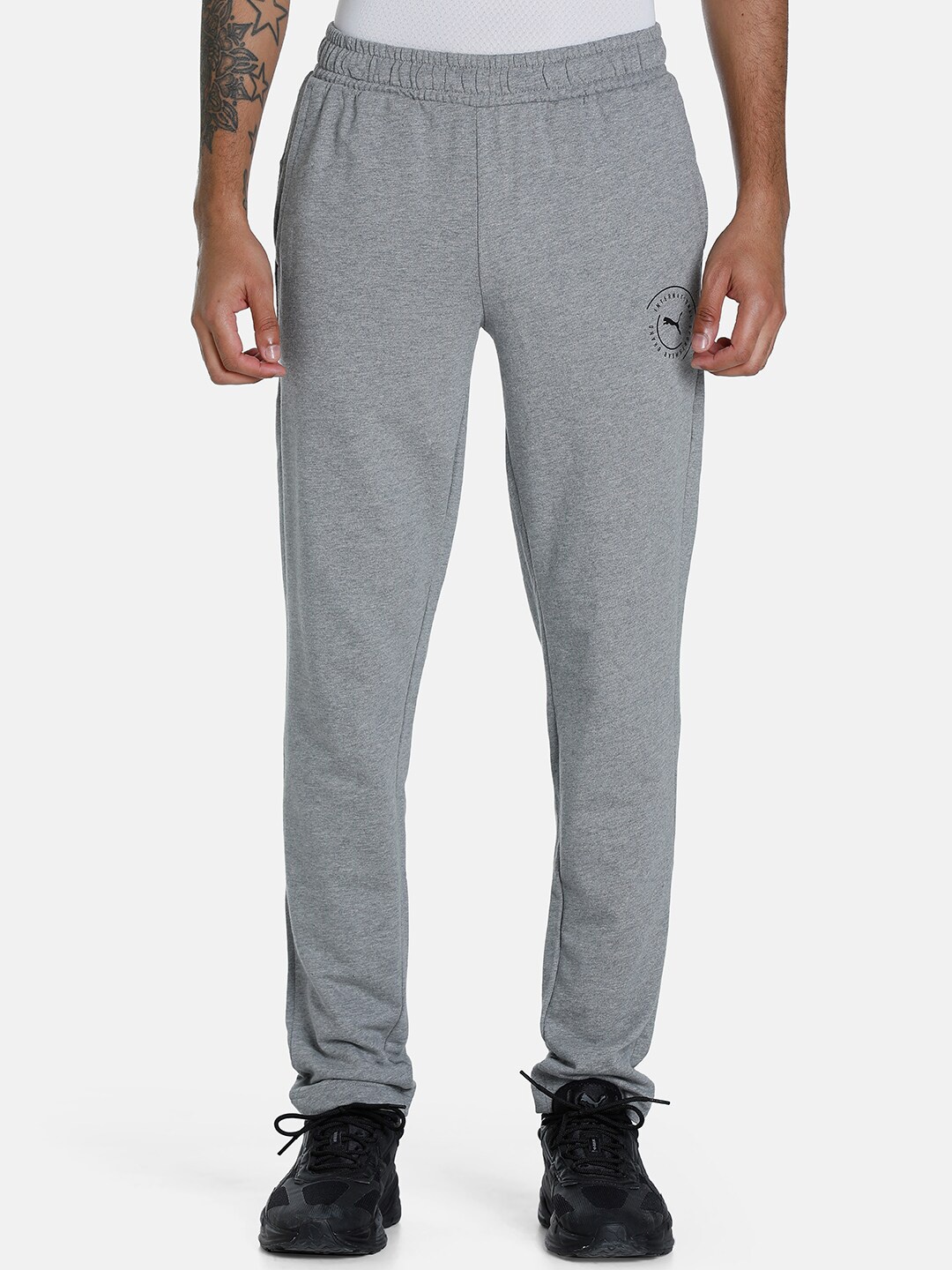 

Puma Men Grey Graphic Cotton Slim-Fit Track Pants