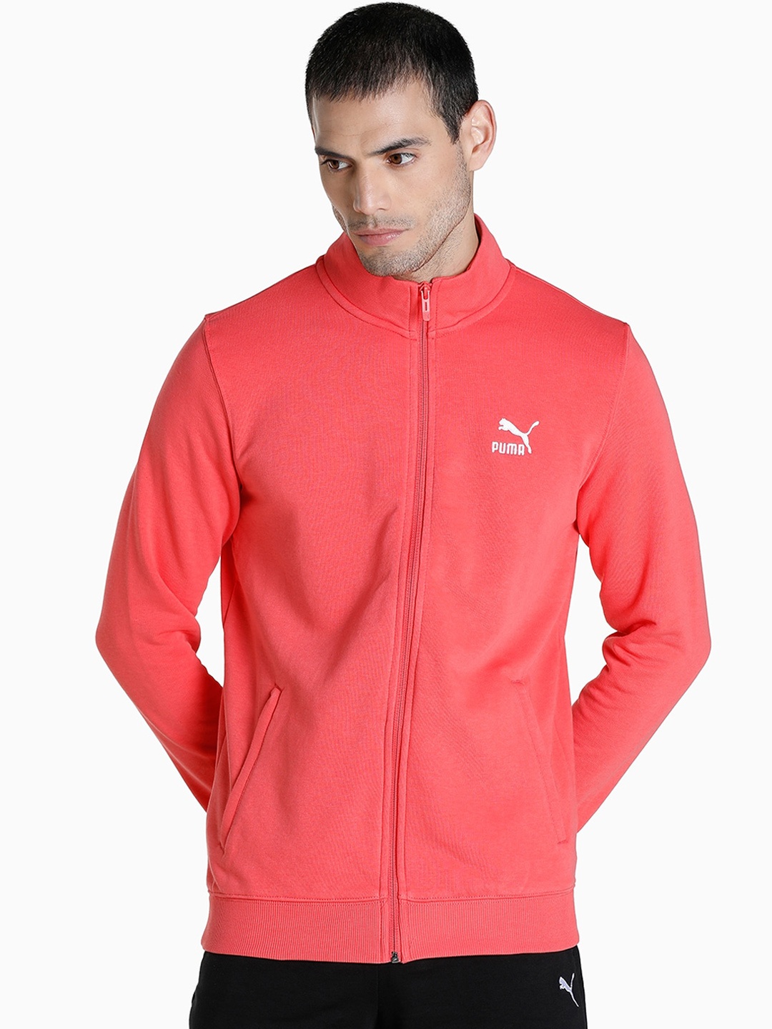 

Puma Men Slim Fit Brand Logo Sporty Cotton Summer Squeeze Jacket, Red