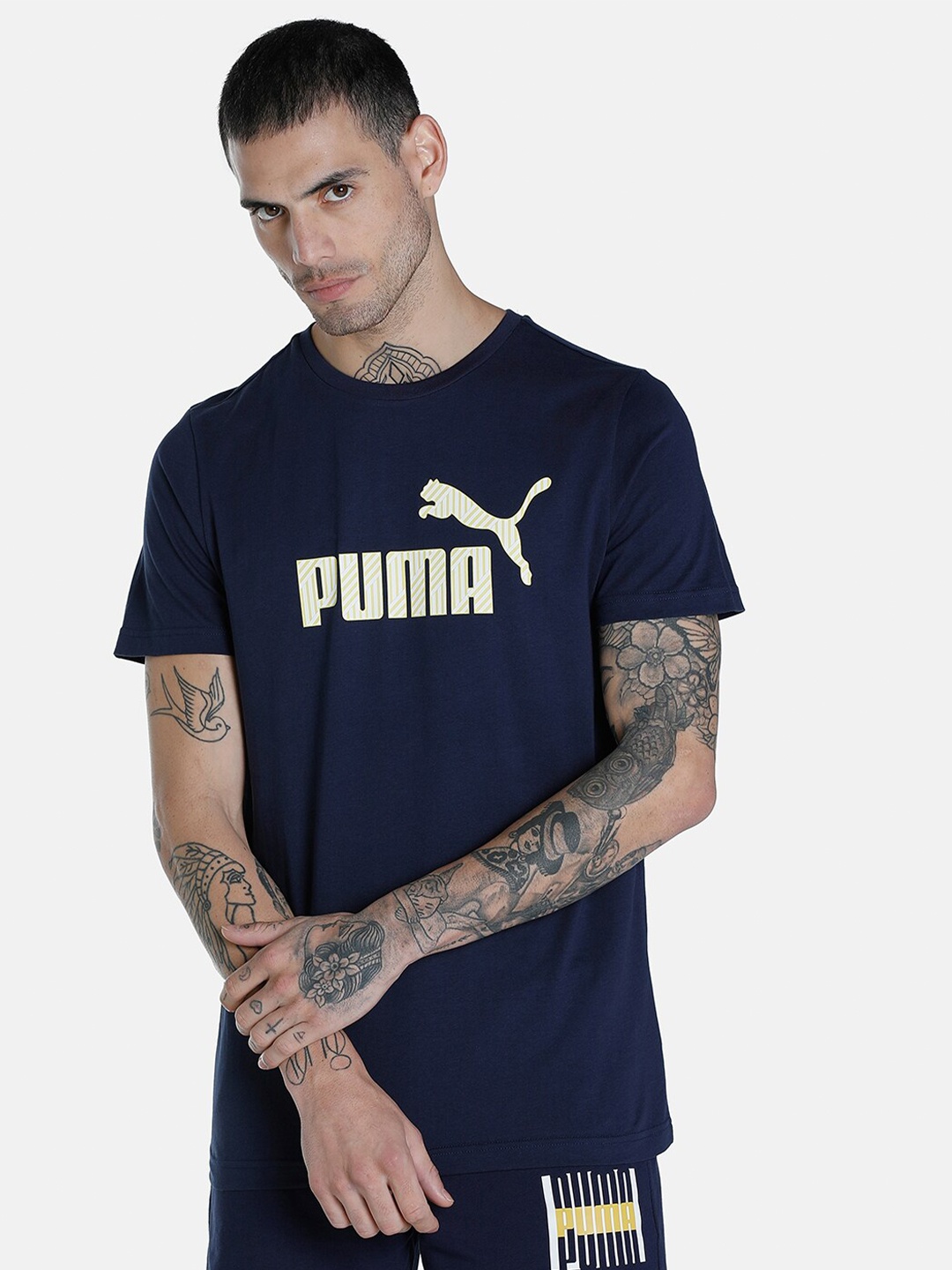 

Puma Men Blue Brand Logo Printed Slim Fit T-shirt