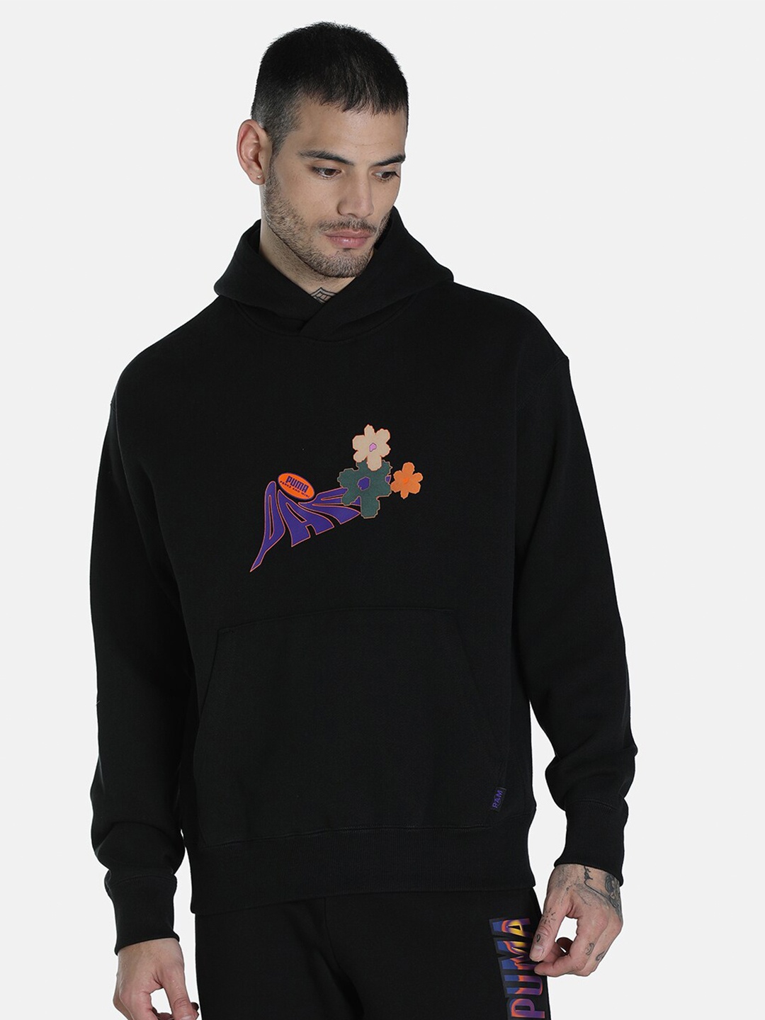 

Puma Men Black Cotton PUMA x P.A.M. Hooded Relaxed Fit Sweatshirt