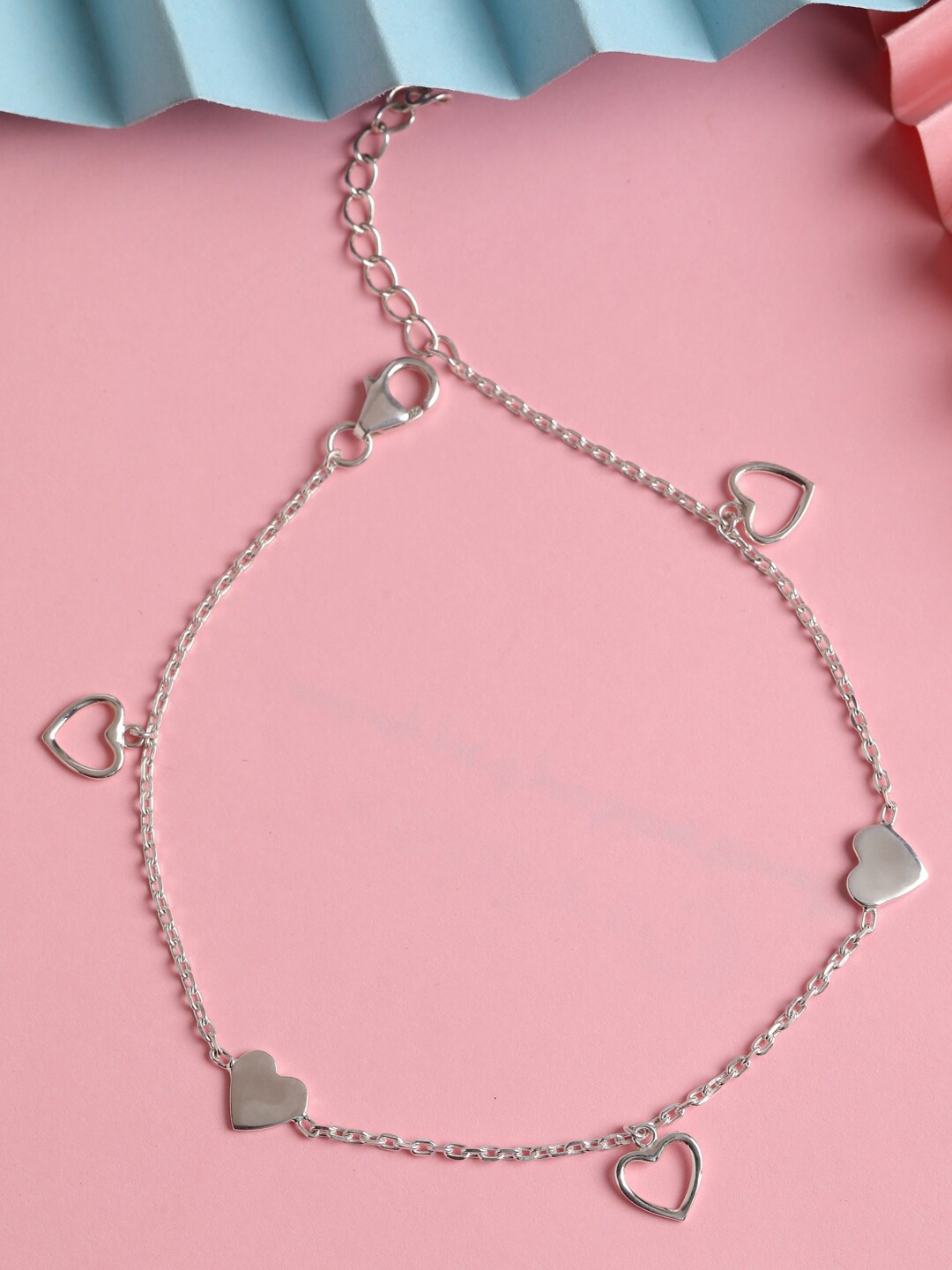 

Clara Women 92.5 Sterling Silver-Plated Heart-Charm Anklet