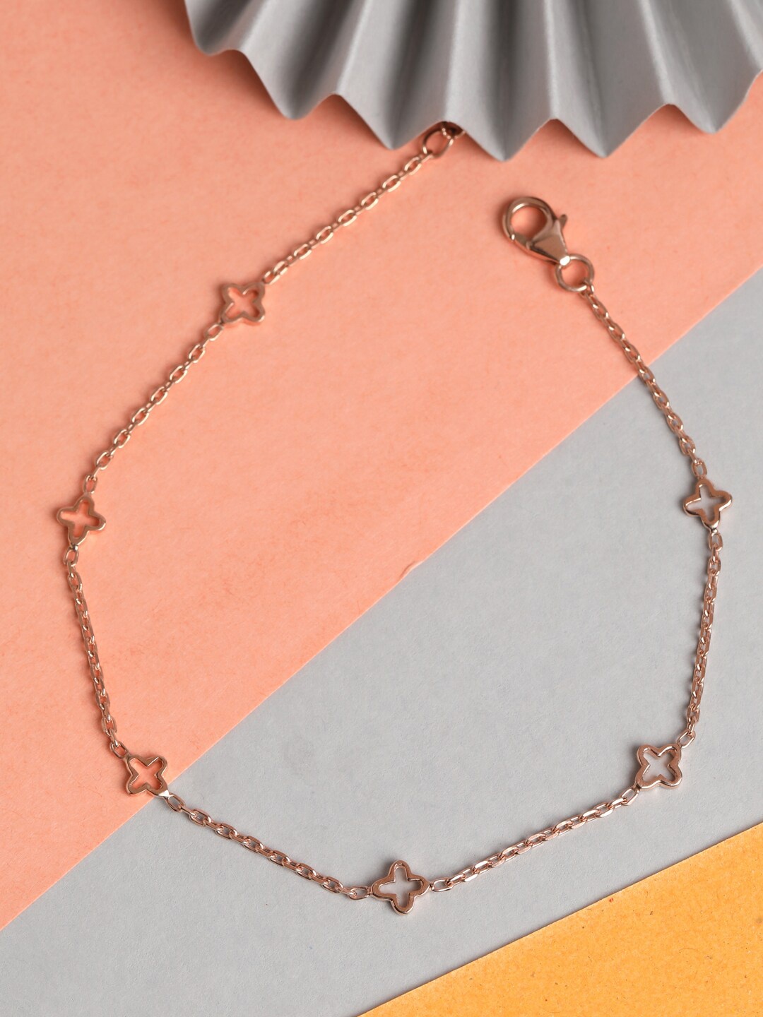 

Clara 925 Sterling Silver & Rose Gold Plated Flower Anklet