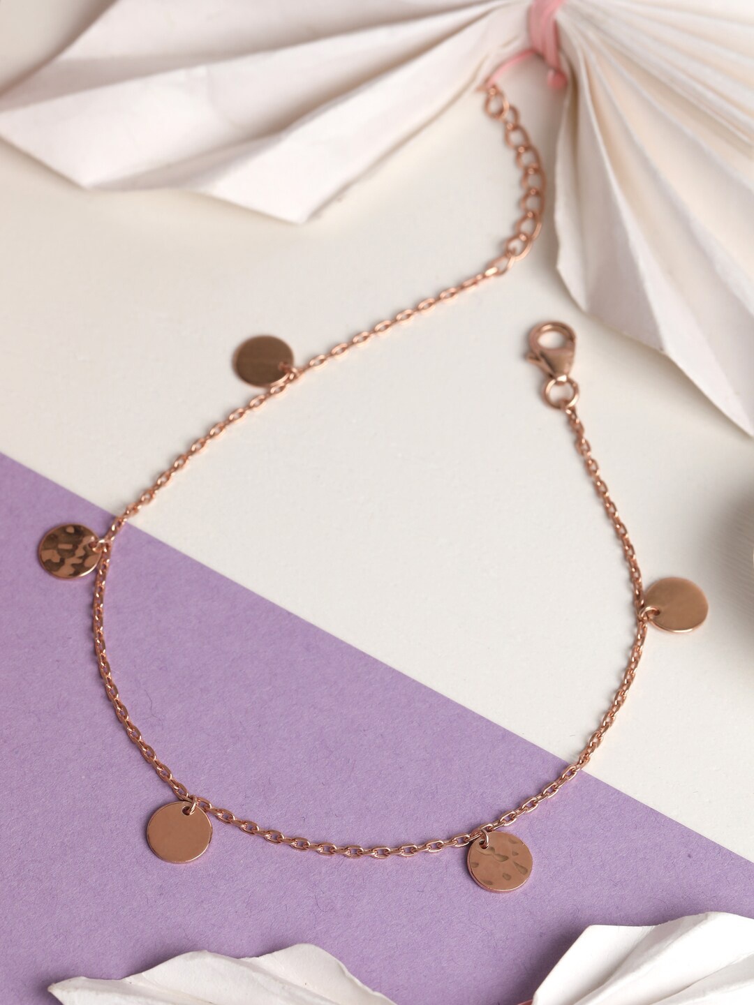 

Clara 925 Sterling Silver Rose Gold-Plated & Toned Hammered Anklet