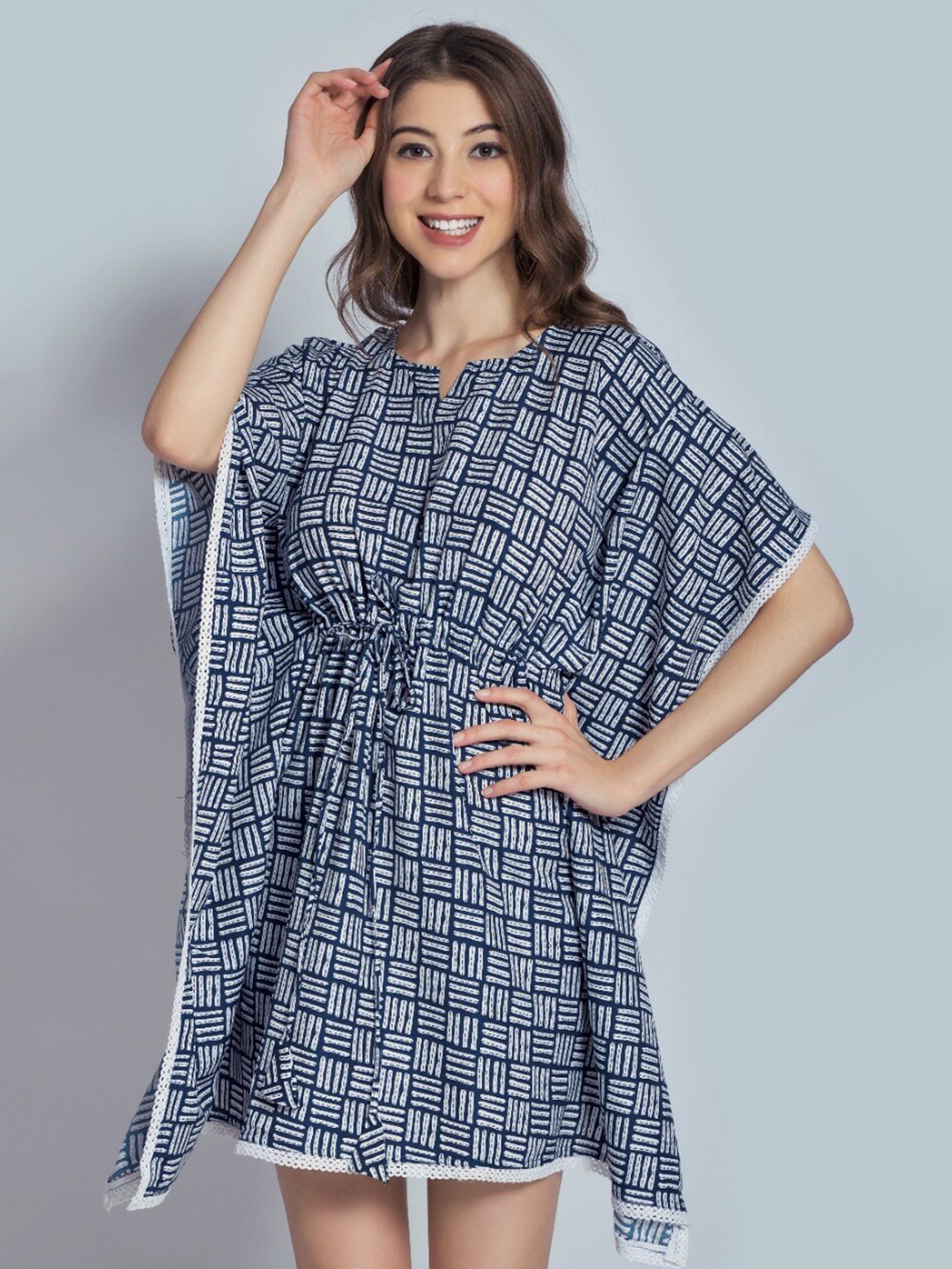 

RIVAMA Navy Blue Kaftan Dress