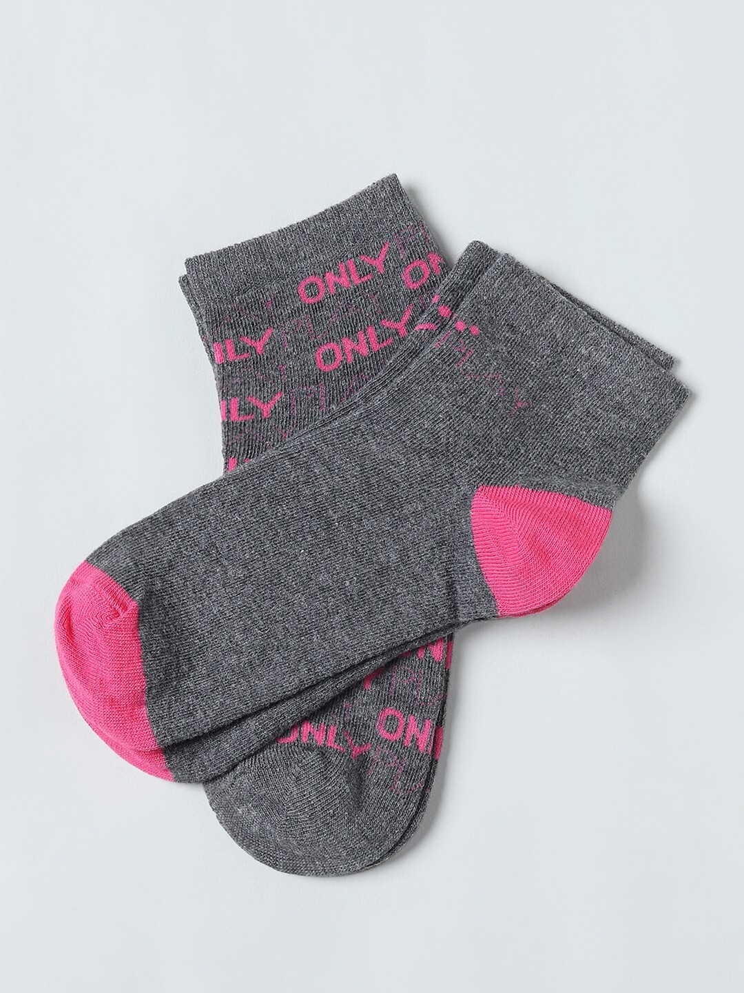

ONLY Women Pack Of 2 Grey Patterned Ankle-Length Socks