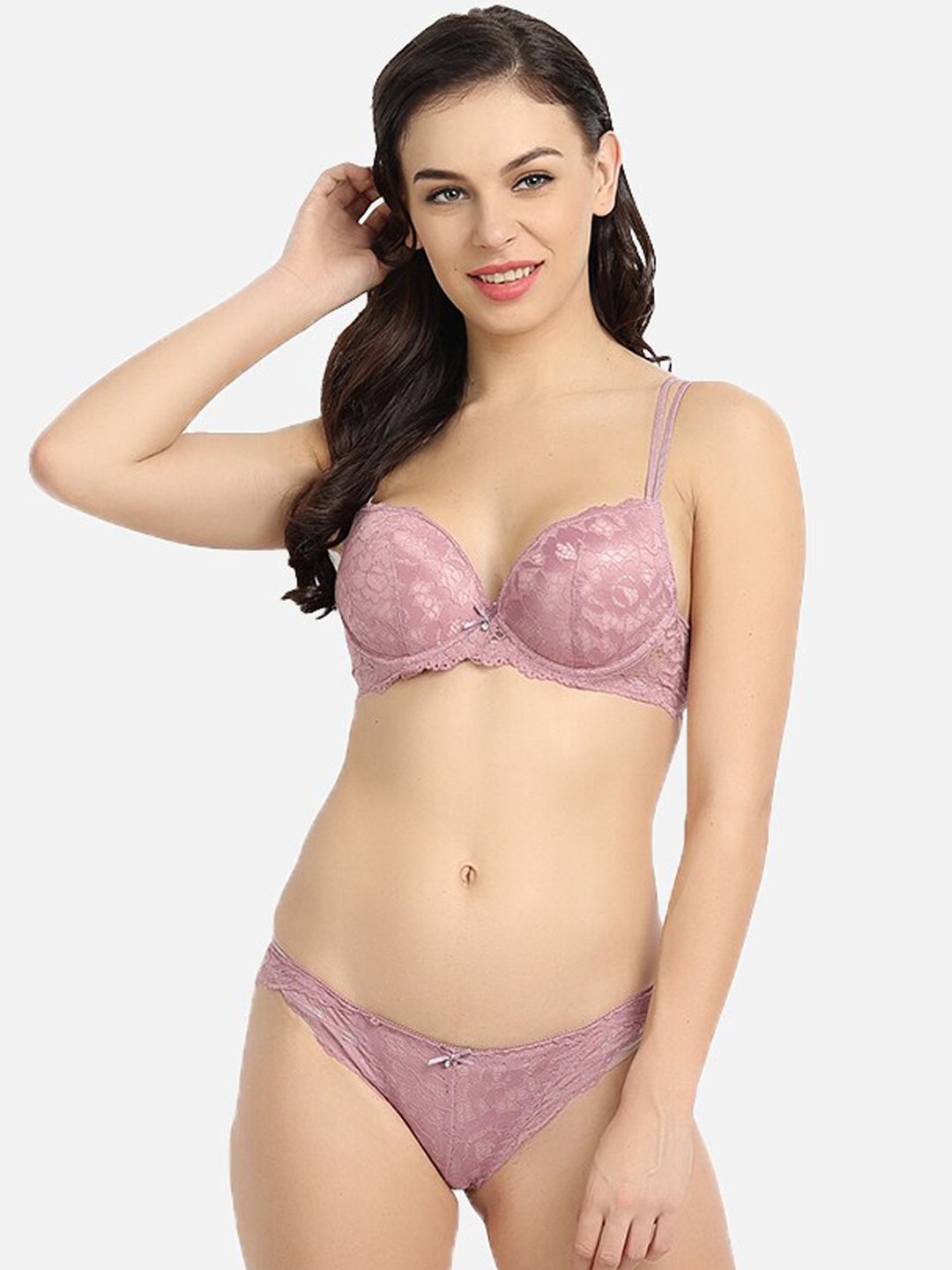 

Spiaty Women Purple Self Design Push-Up Lingerie Set