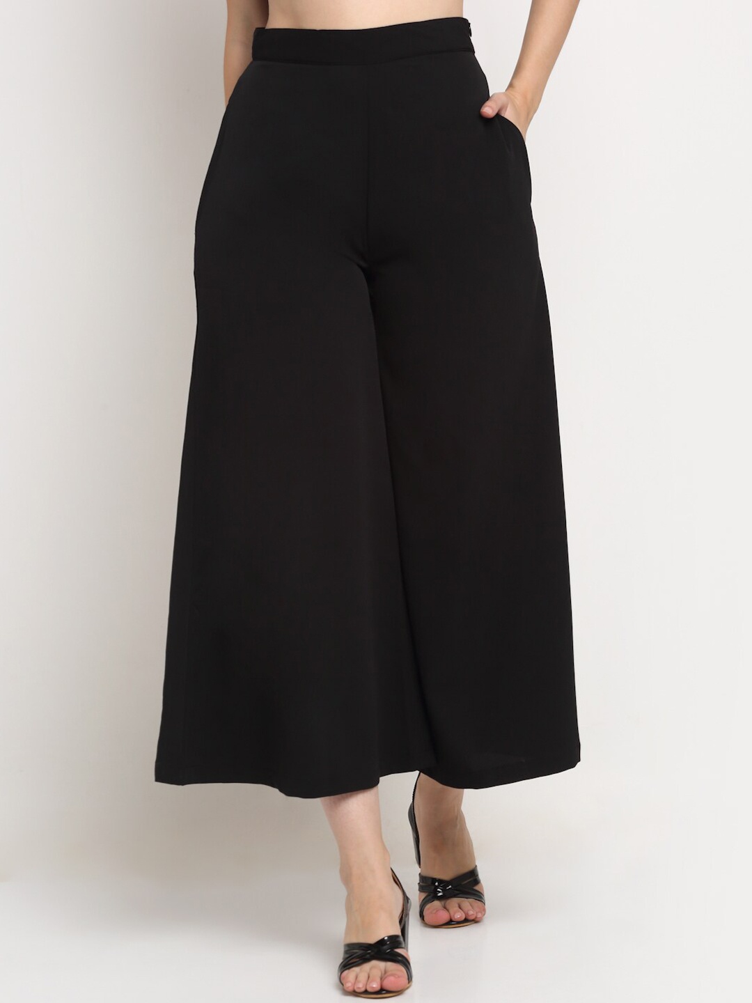 

SiaVira Women Black Flared Culottes Trousers