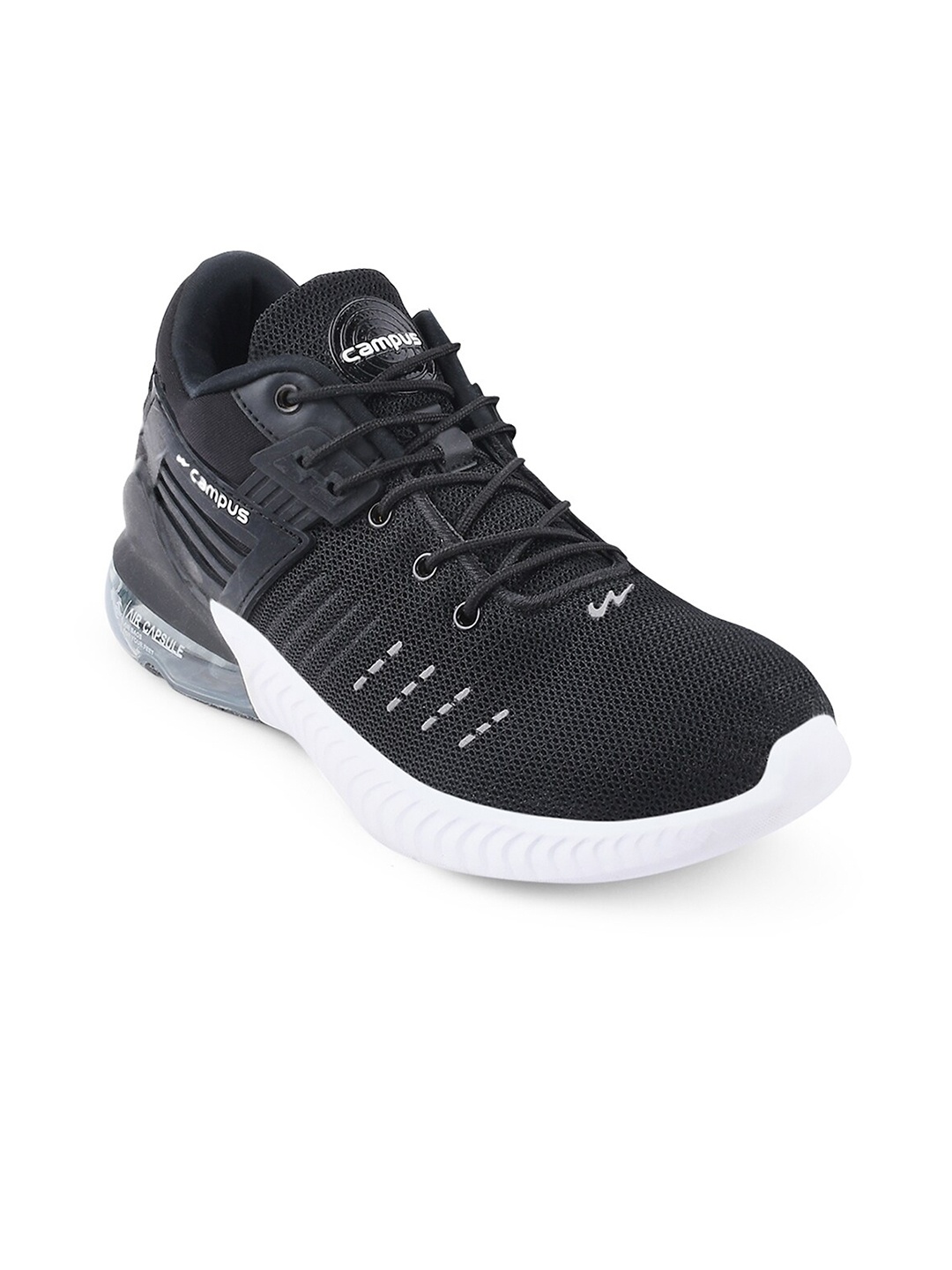 

Campus Men Mesh Lace-Ups Running Shoes, Black