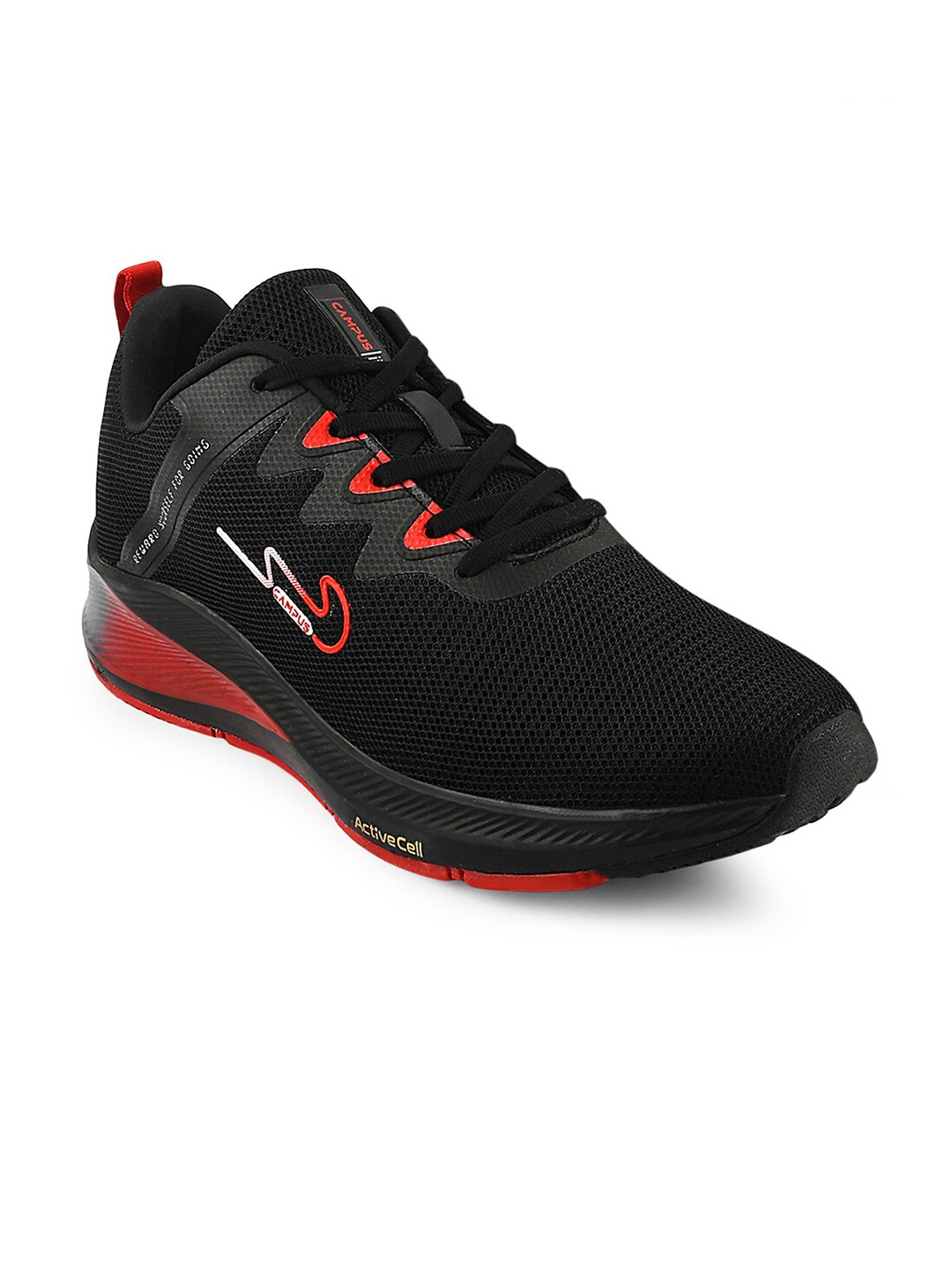 

Campus Men Mesh Lace-Ups Running Shoes, Black