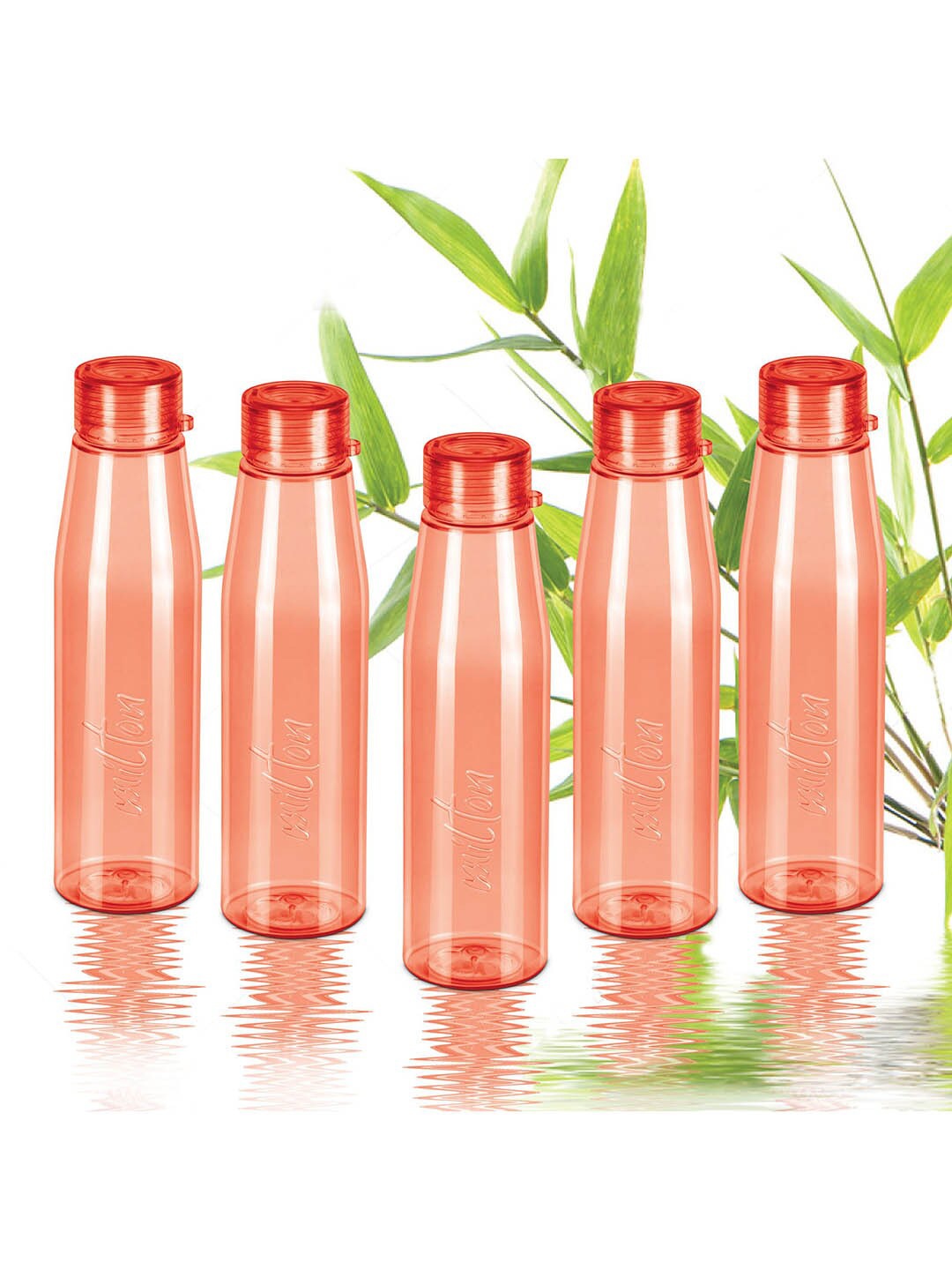 

Milton Red Set Of 5 Ripple 1000 BPA Free Leak Proof Pet Bottles 946 ml each