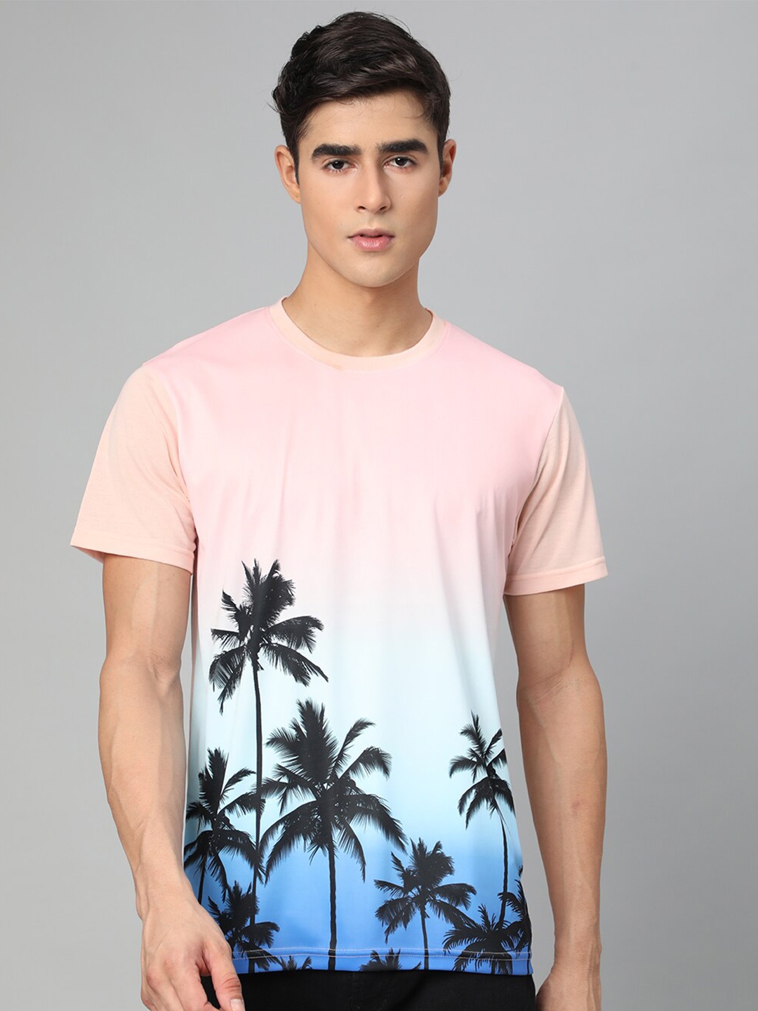 

FTX Men Pink Printed Tropical T-shirt