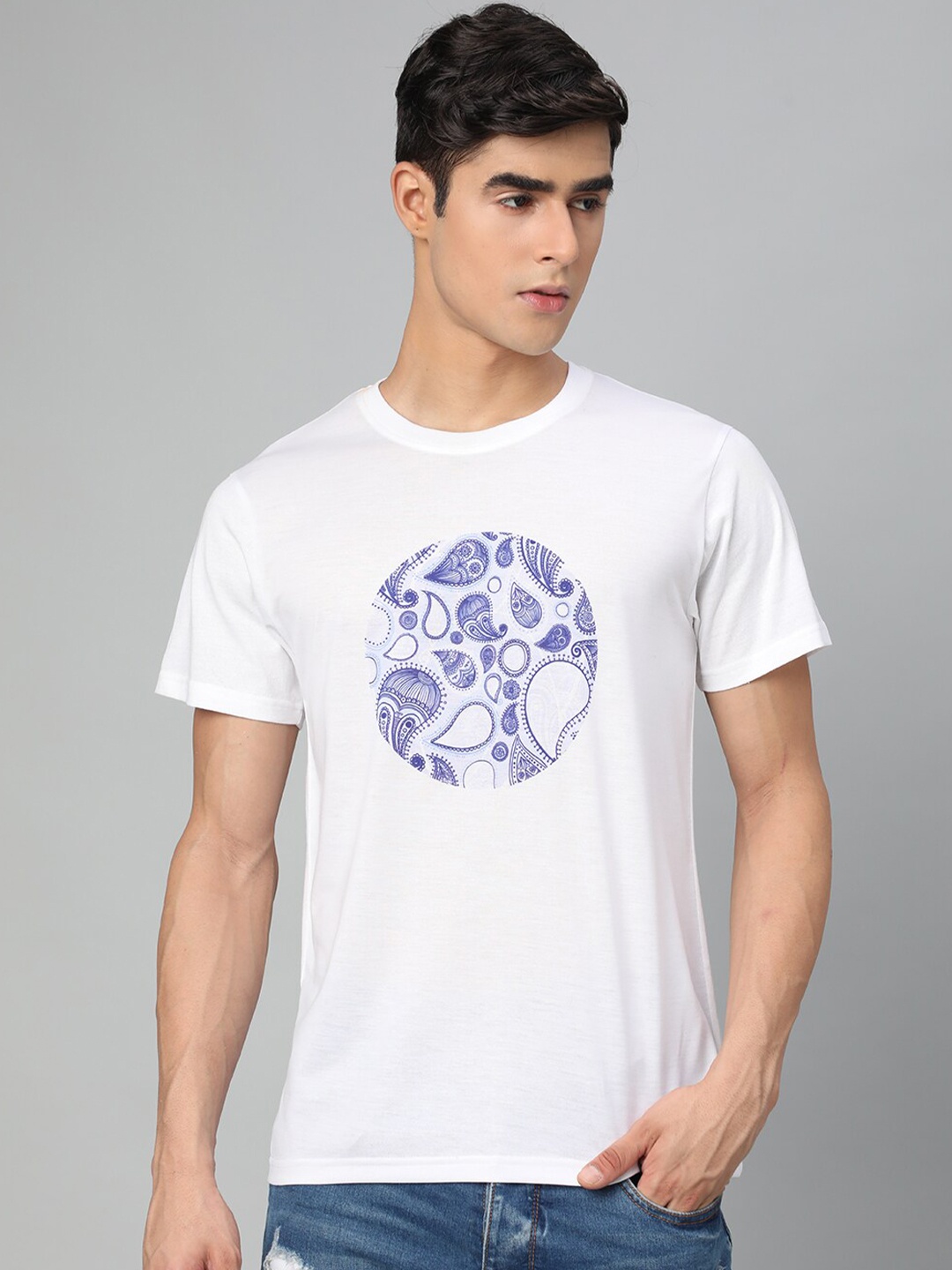 

FTX Men White Printed T-shirt
