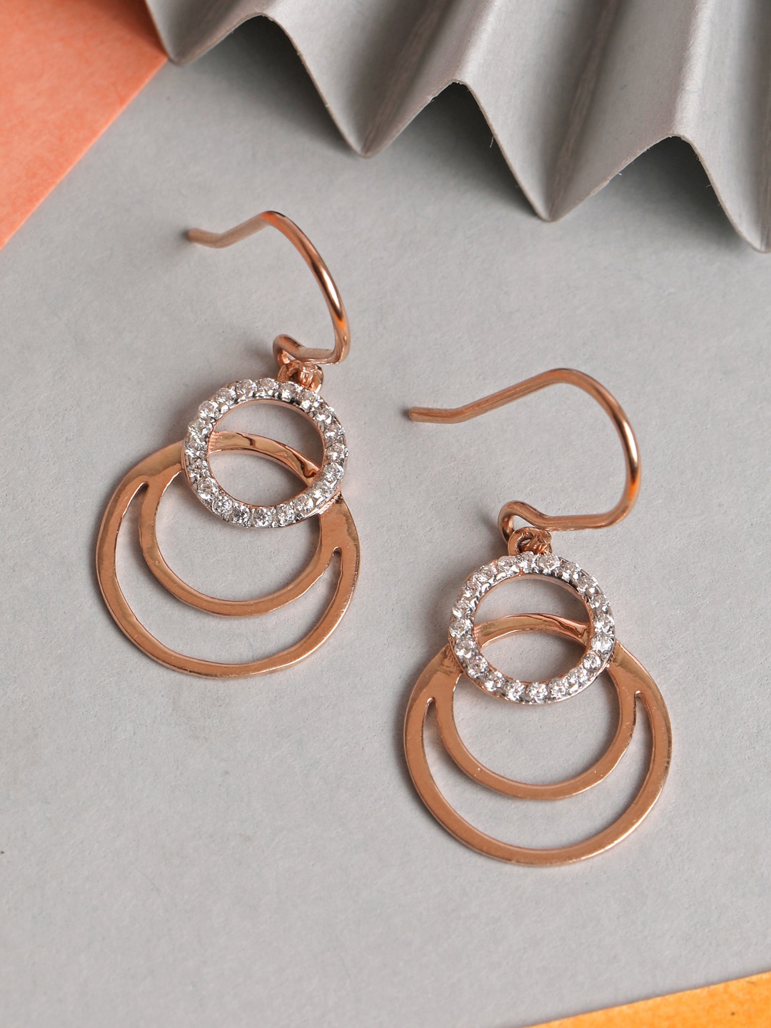 

Clara 925 Sterling Silver Rose Gold-Plated & White Contemporary Drop Earrings