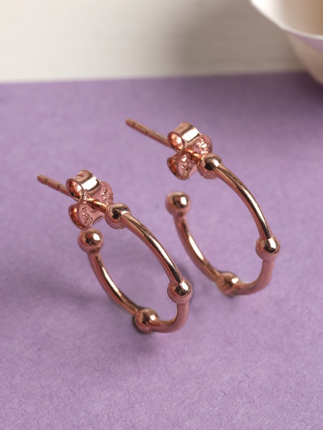 

Clara 925 Silver Women Rose Gold Contemporary Half Hoop Earrings