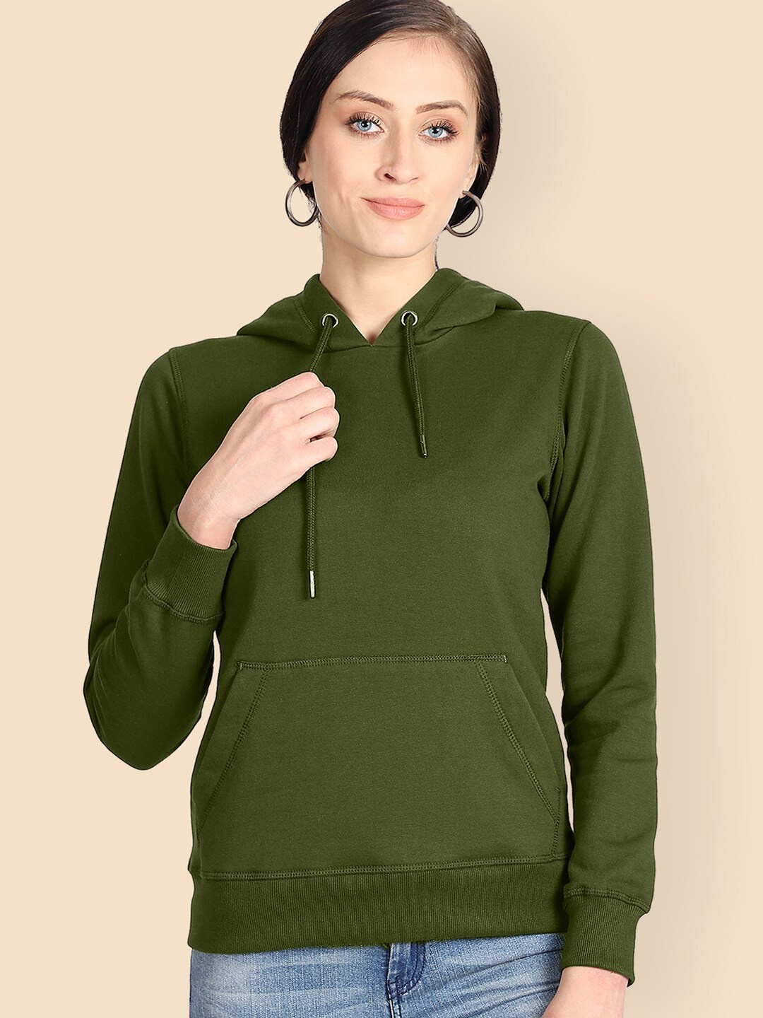 

Free Authority Women Olive Green Hooded Sweatshirt