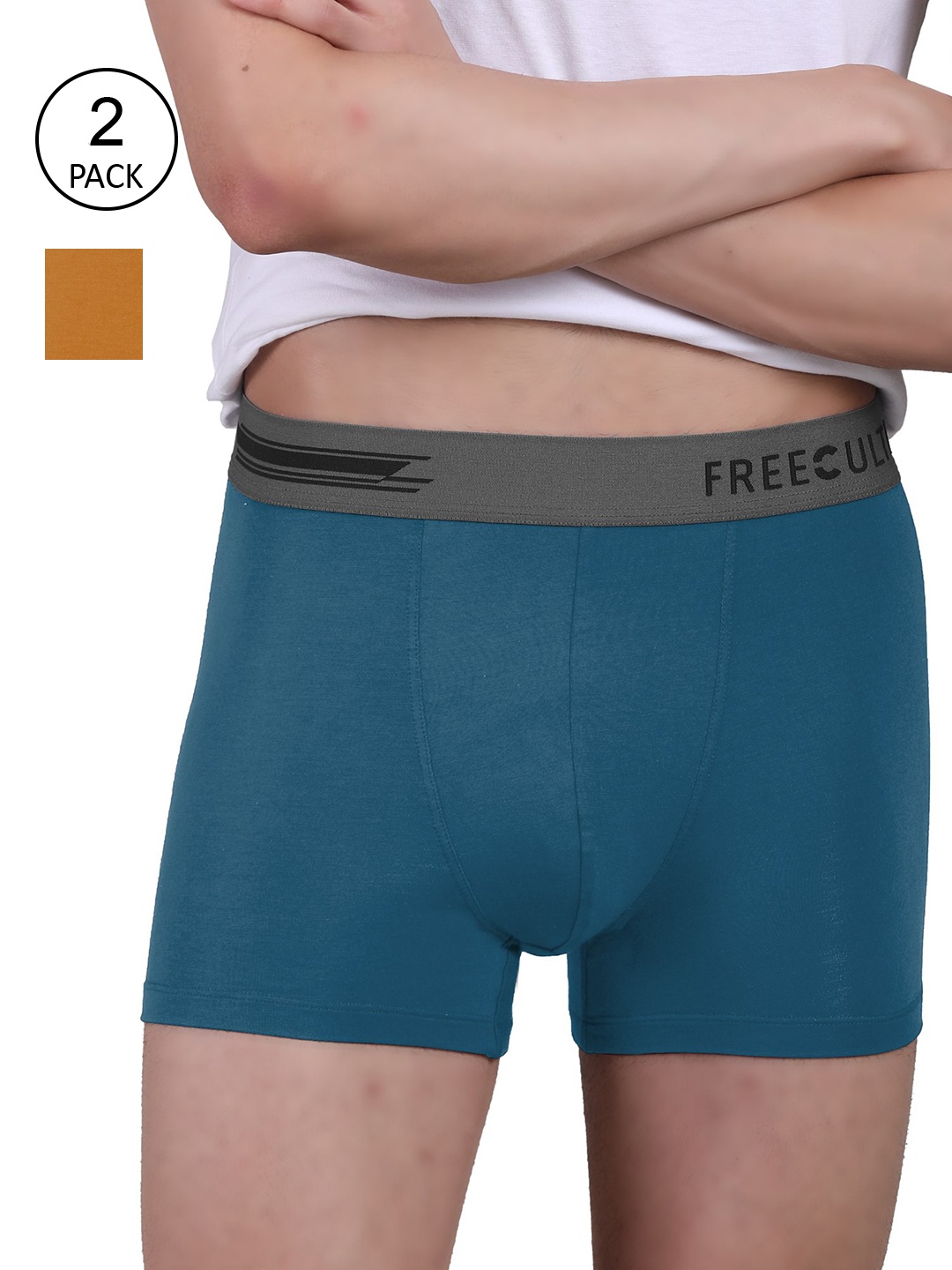 

FREECULTR Men Pack Of 2 Solid Trunk, Yellow
