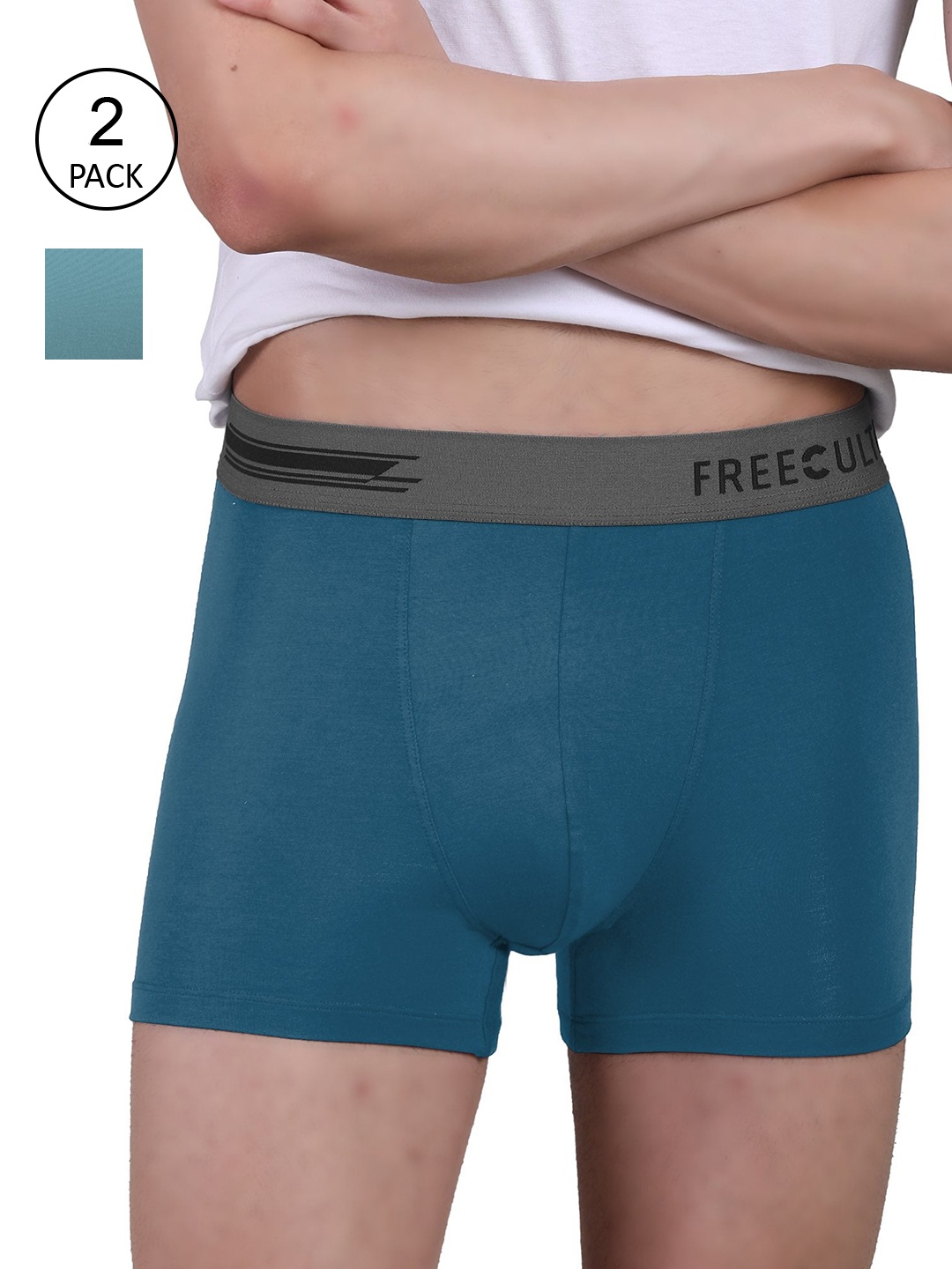 

FREECULTR Men Pack Of 2 Solid Trunk, Turquoise blue