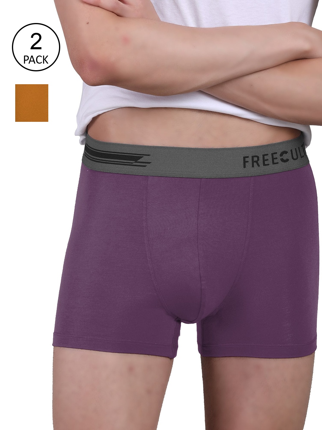 

FREECULTR Men Pack Of 2 Solid Trunk, Yellow