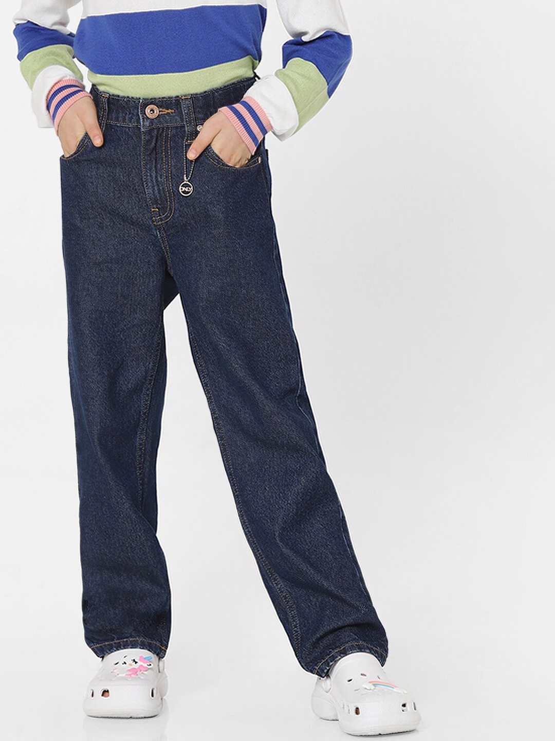 

KIDS ONLY Girls Blue Comfort Relaxed Fit High-Rise Jeans