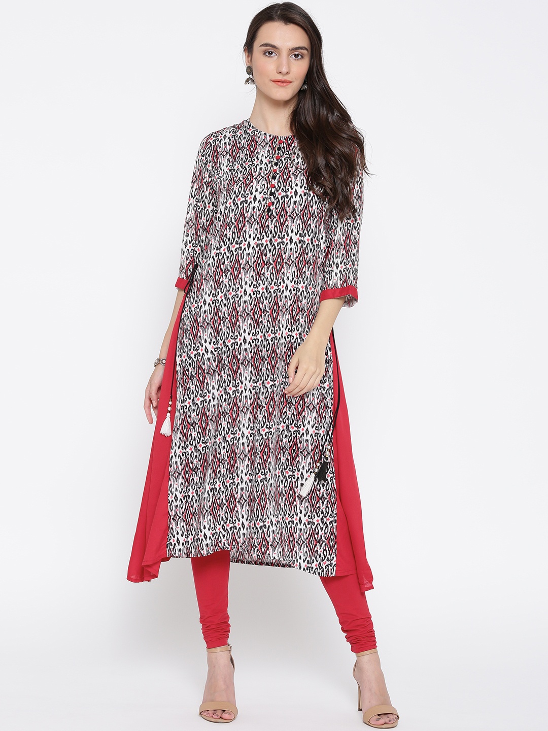 

Shree Women Off-White & Black Printed A-Line Kurta