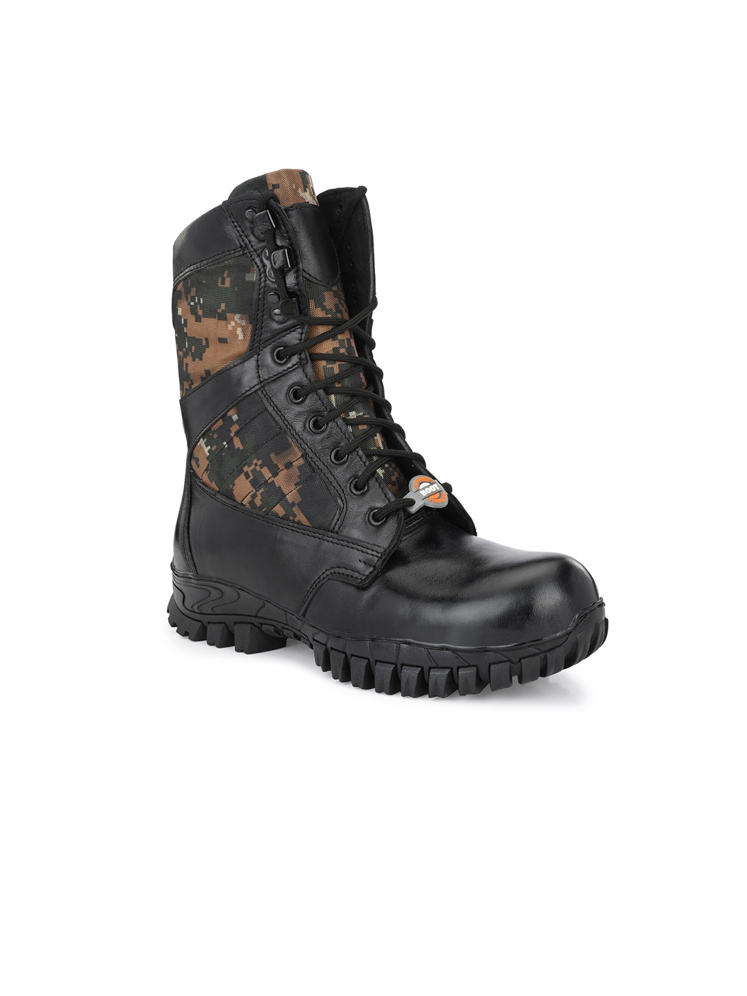 

TimberWood Men Black Printed Leather Biker Boots