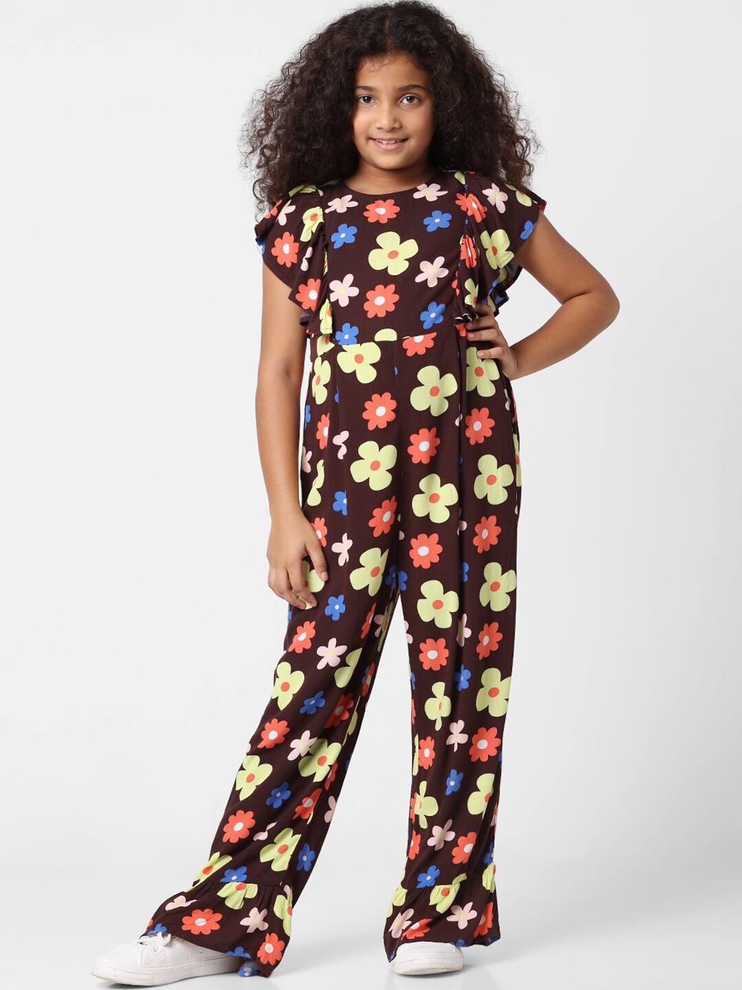 

KIDS ONLY Girls Brown & Pink Printed Basic Jumpsuit