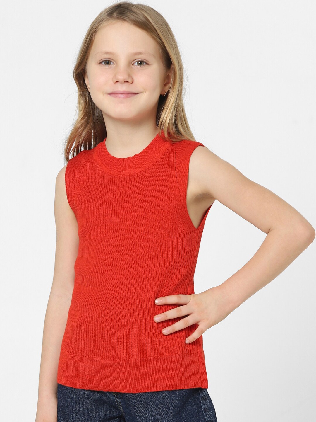 

KIDS ONLY Girls Red Solid Knitted Top